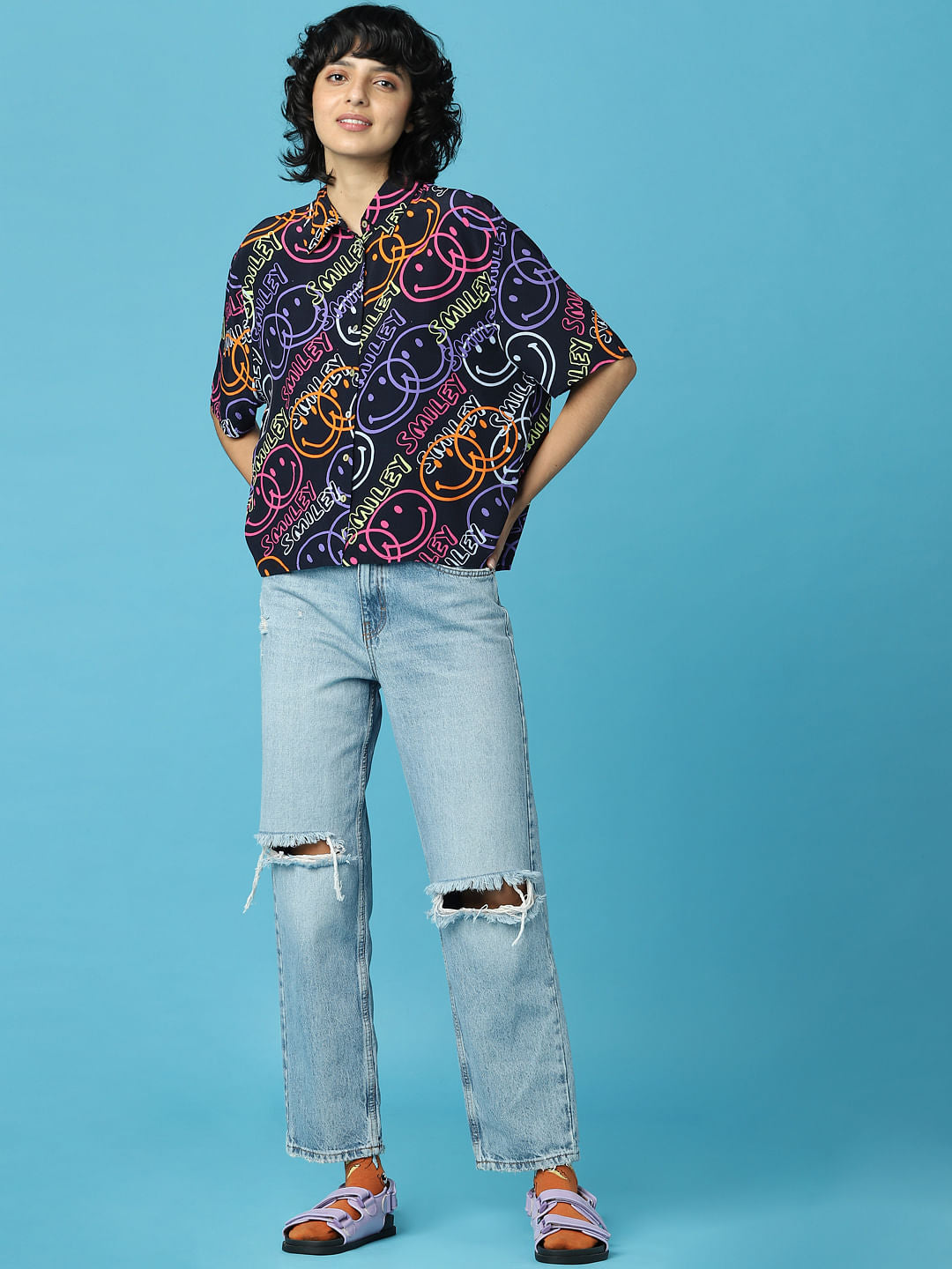 Smiley Black Printed Shirt