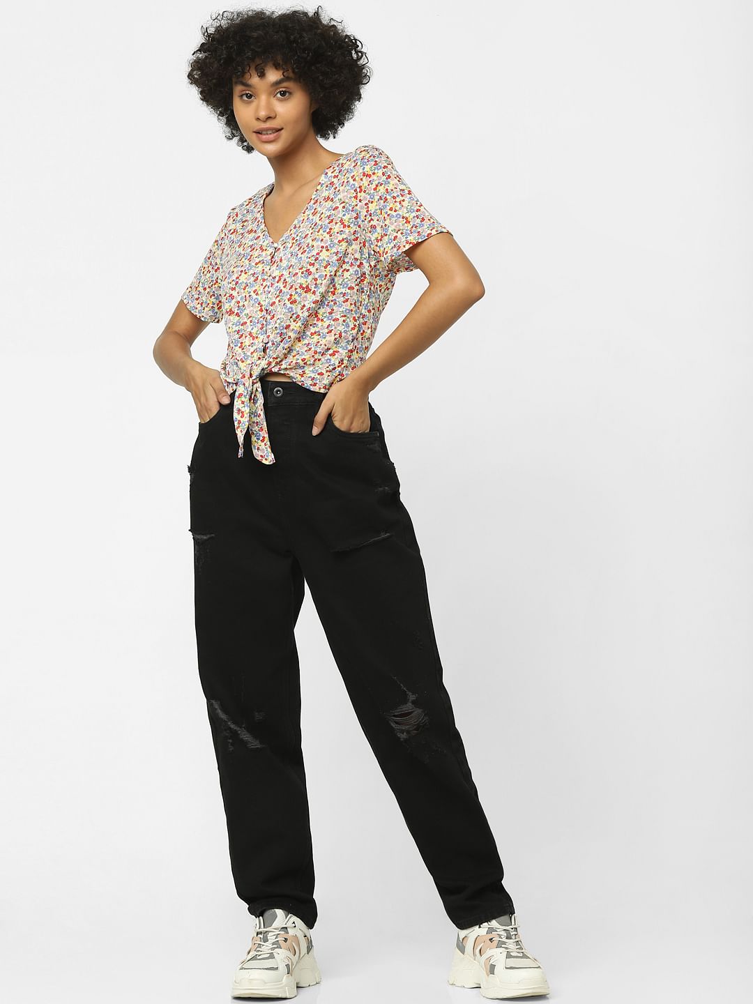 Multi-Coloured Floral Print Top