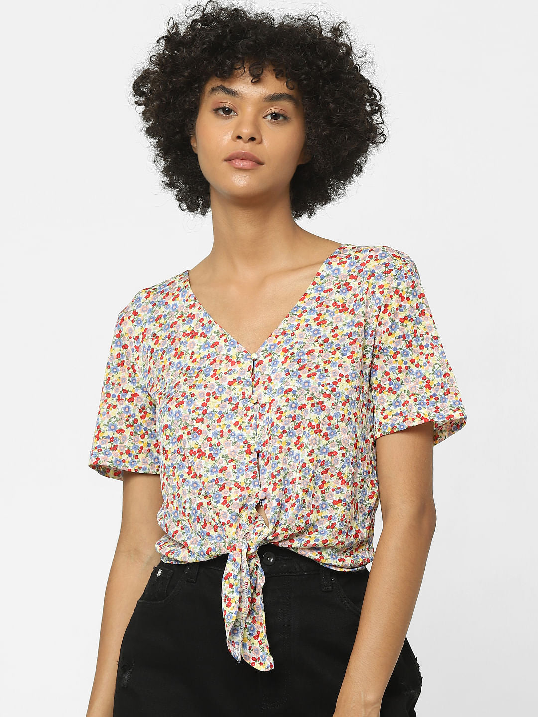 Multi-Coloured Floral Print Top