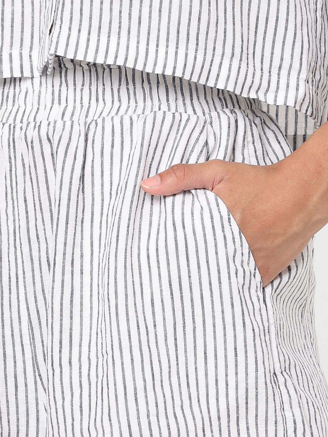 White Striped Co-Ord Shorts