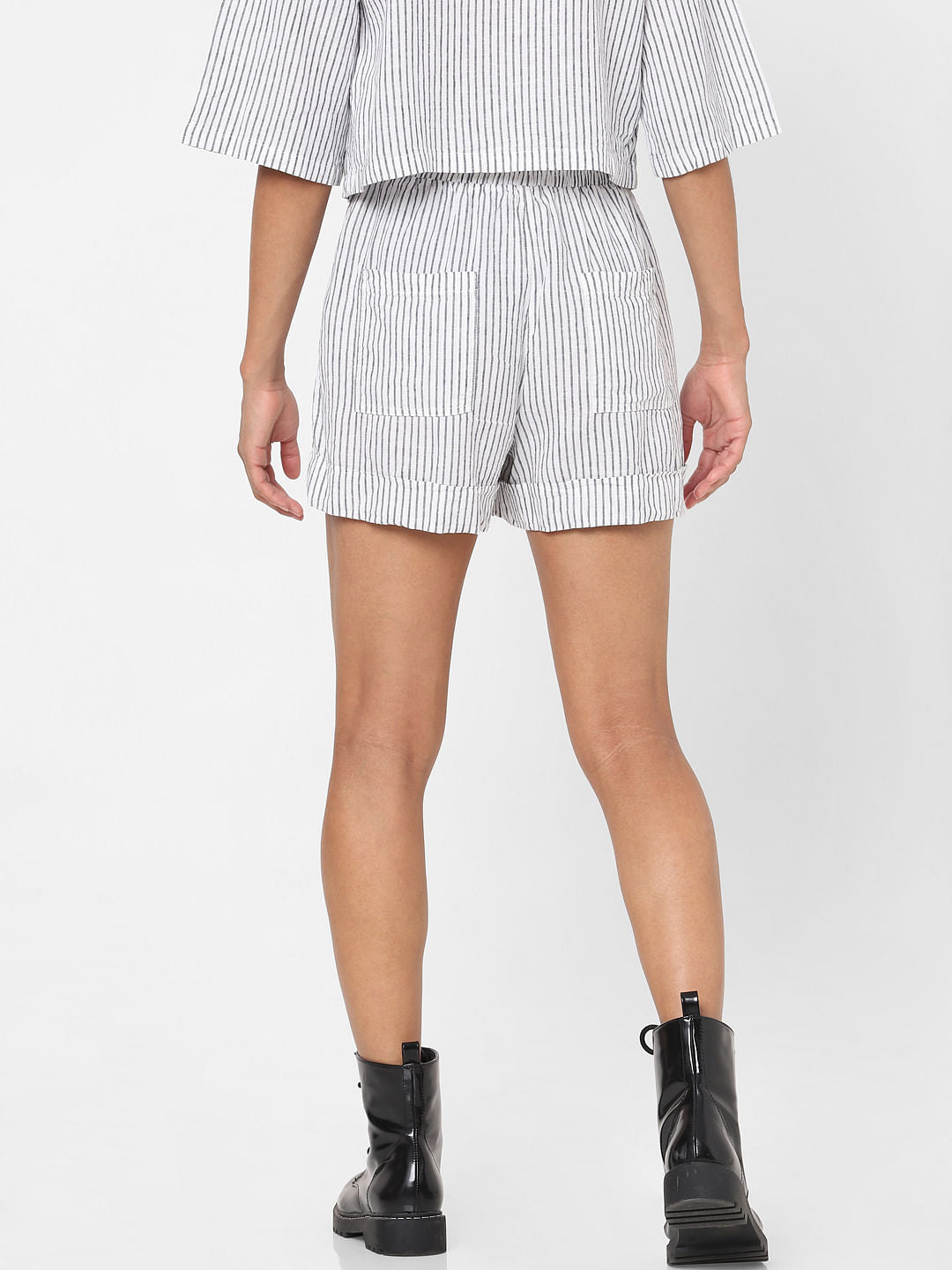 White Striped Co-Ord Shorts