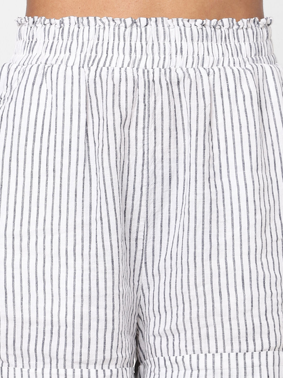 White Striped Co-Ord Shorts