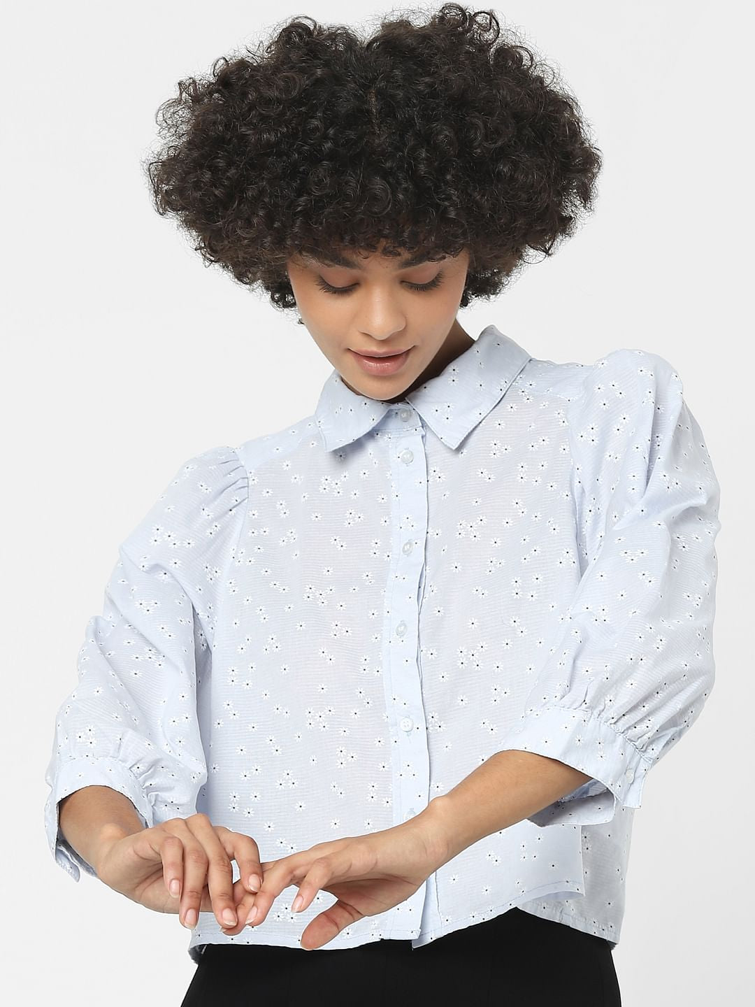 Blue Ditsy Floral Print Shirt