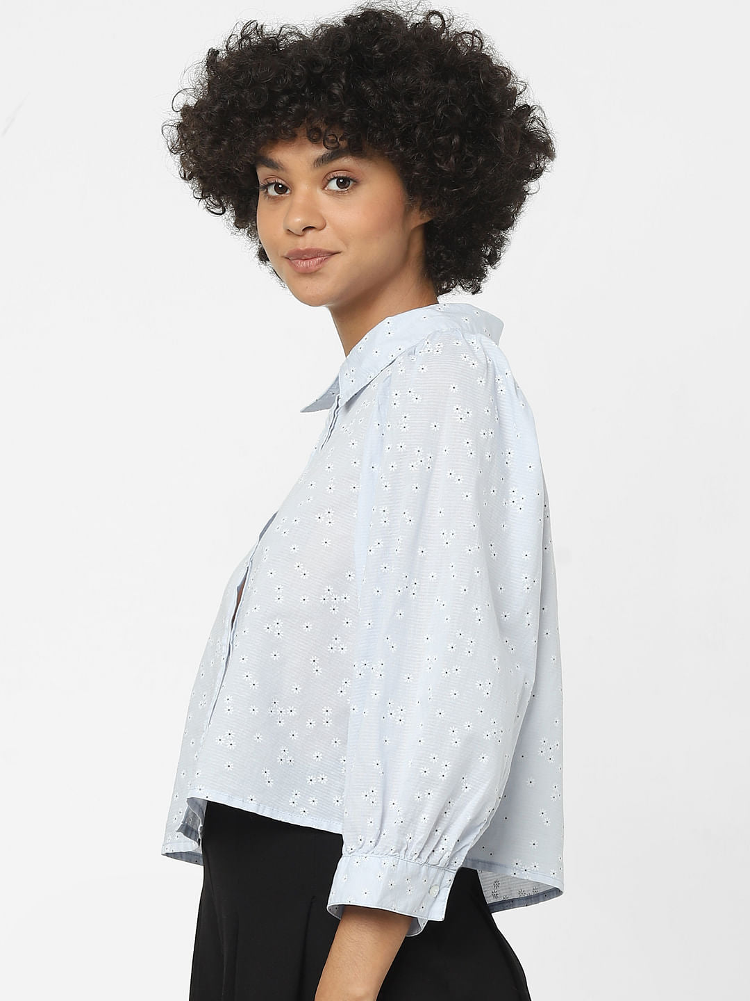 Blue Ditsy Floral Print Shirt