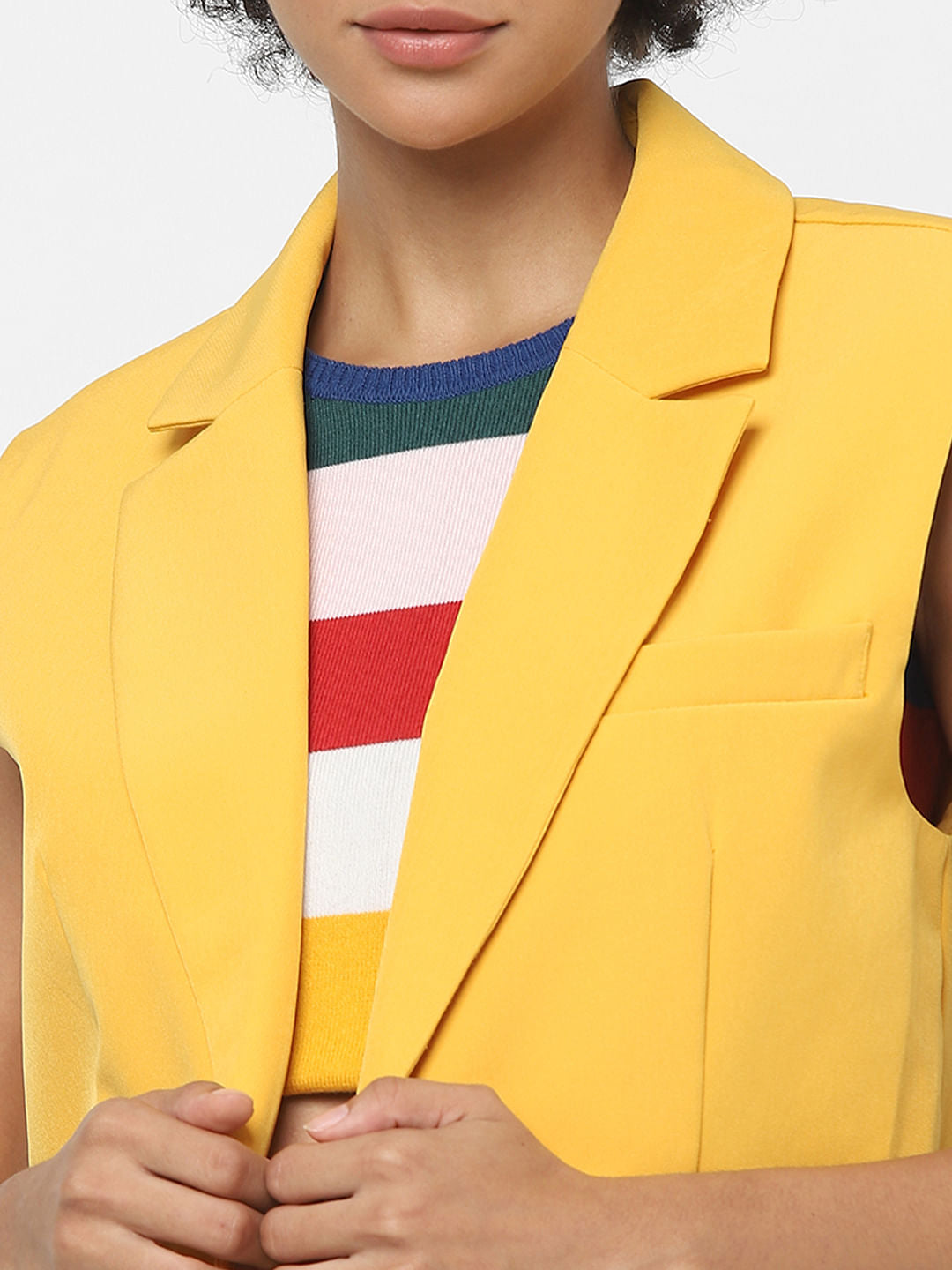 Yellow Co-Ord Cropped Waistcoat