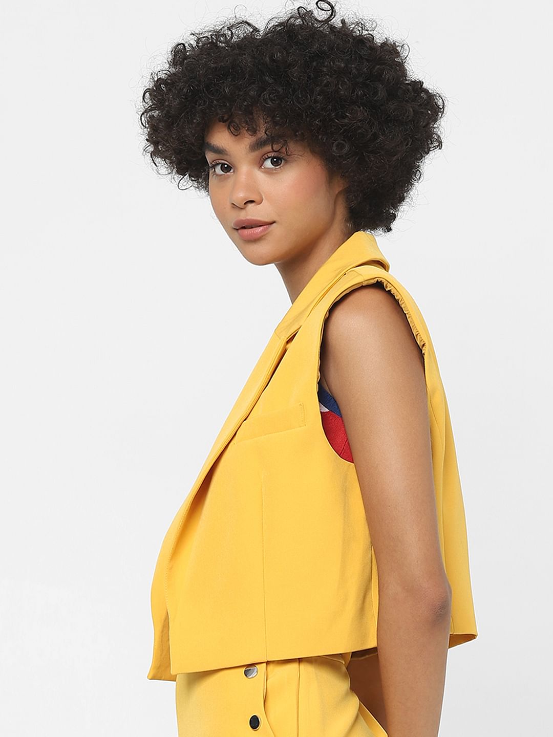 Yellow Co-Ord Cropped Waistcoat