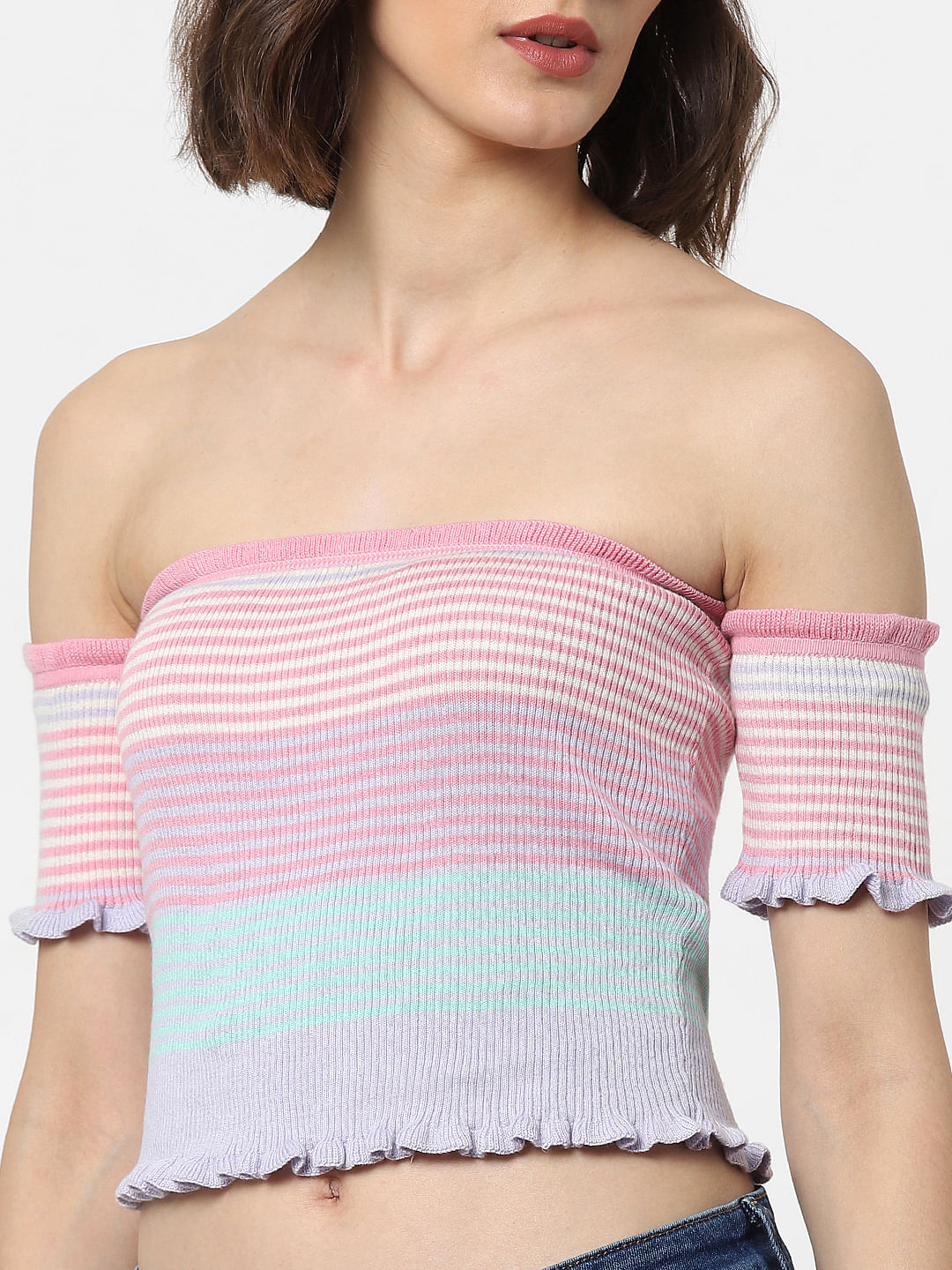 Pink Off-Shoulder Knit Top
