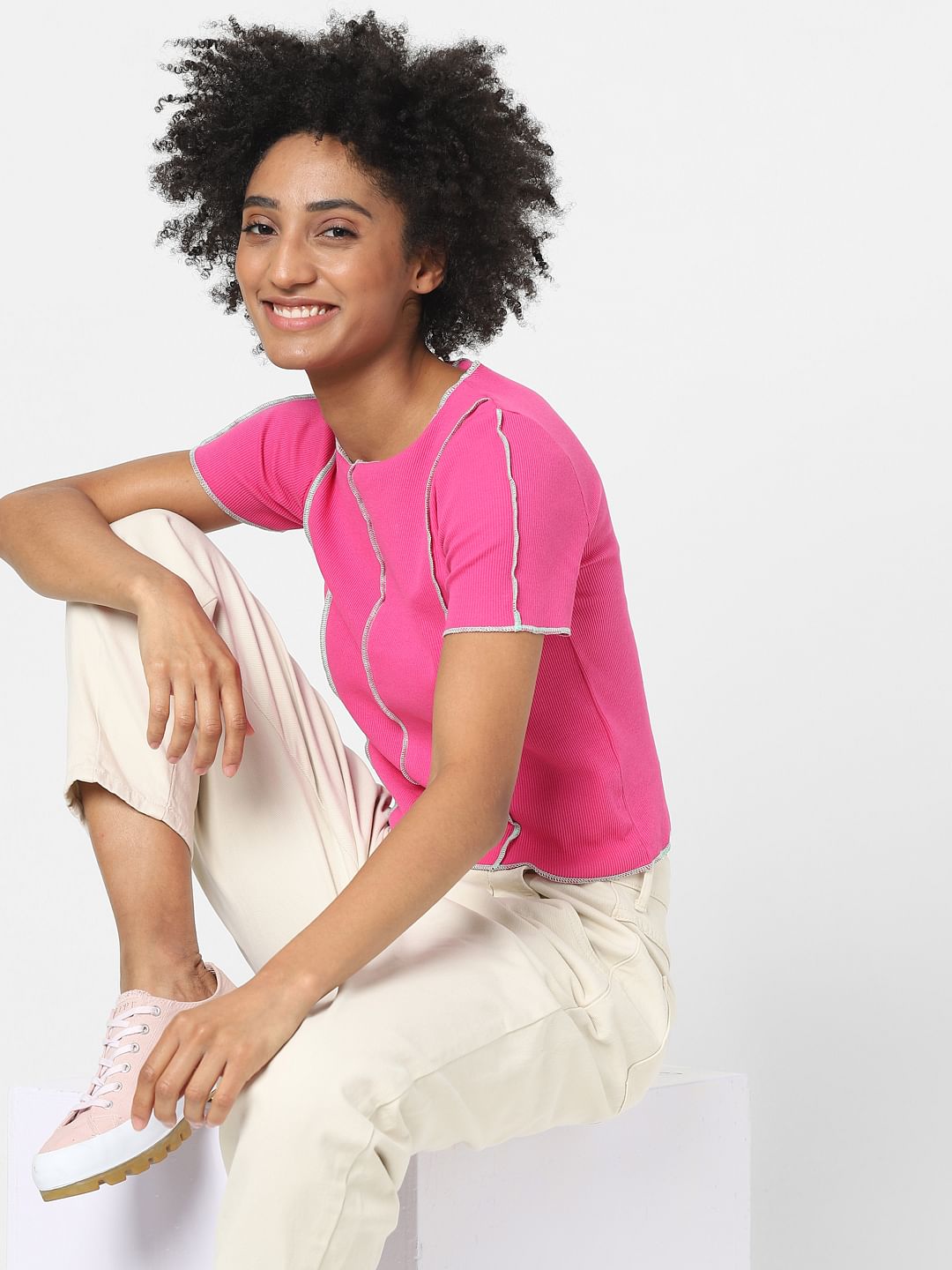 Pink Overstitch T-Shirt