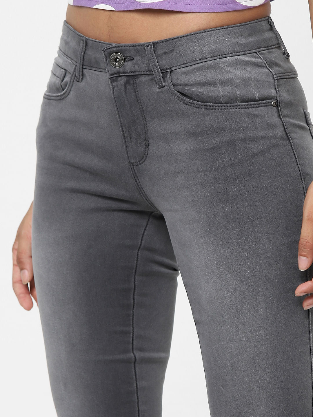 Grey High Waist Skinny Fit Jeans