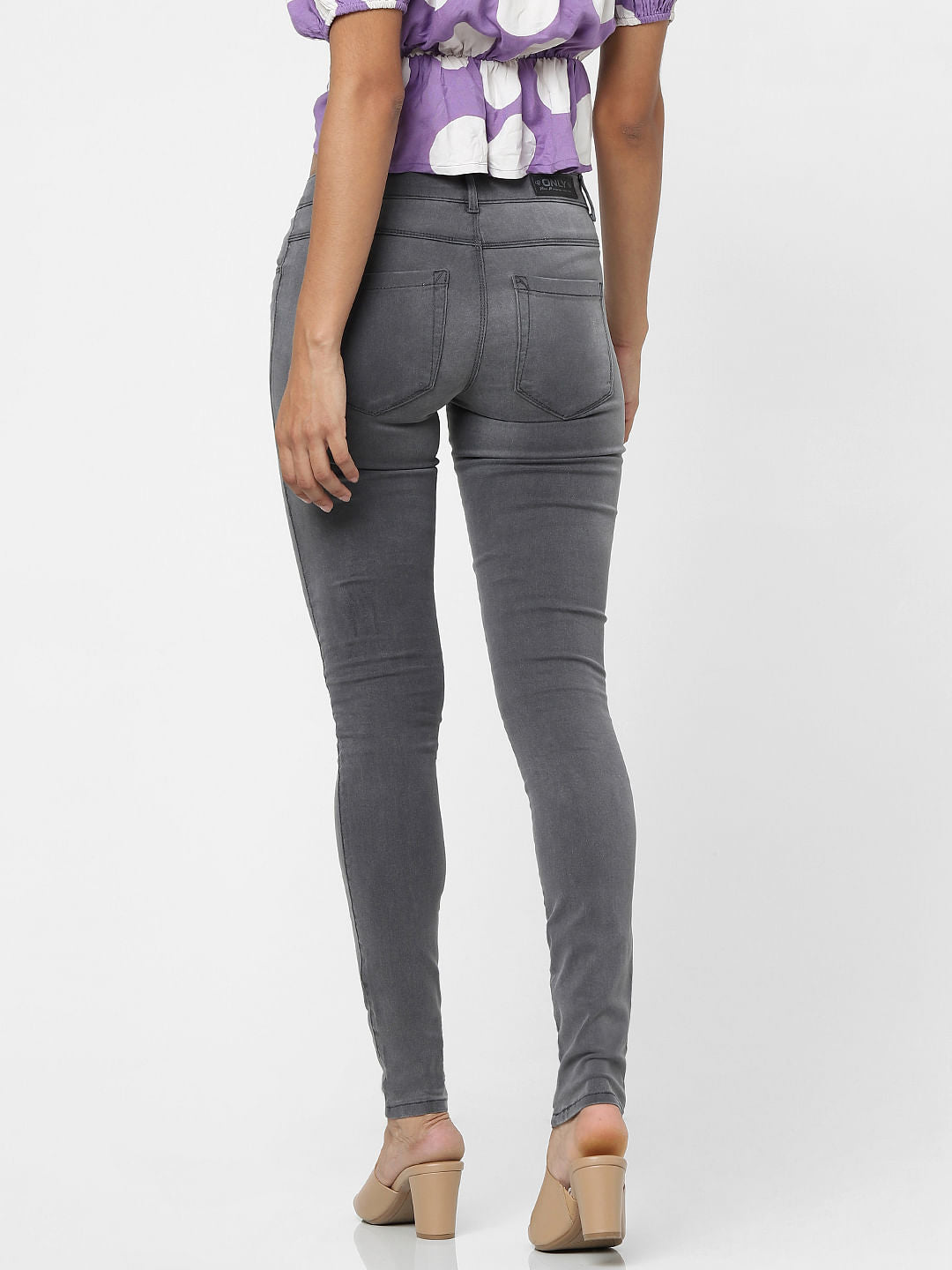 Grey High Waist Skinny Fit Jeans