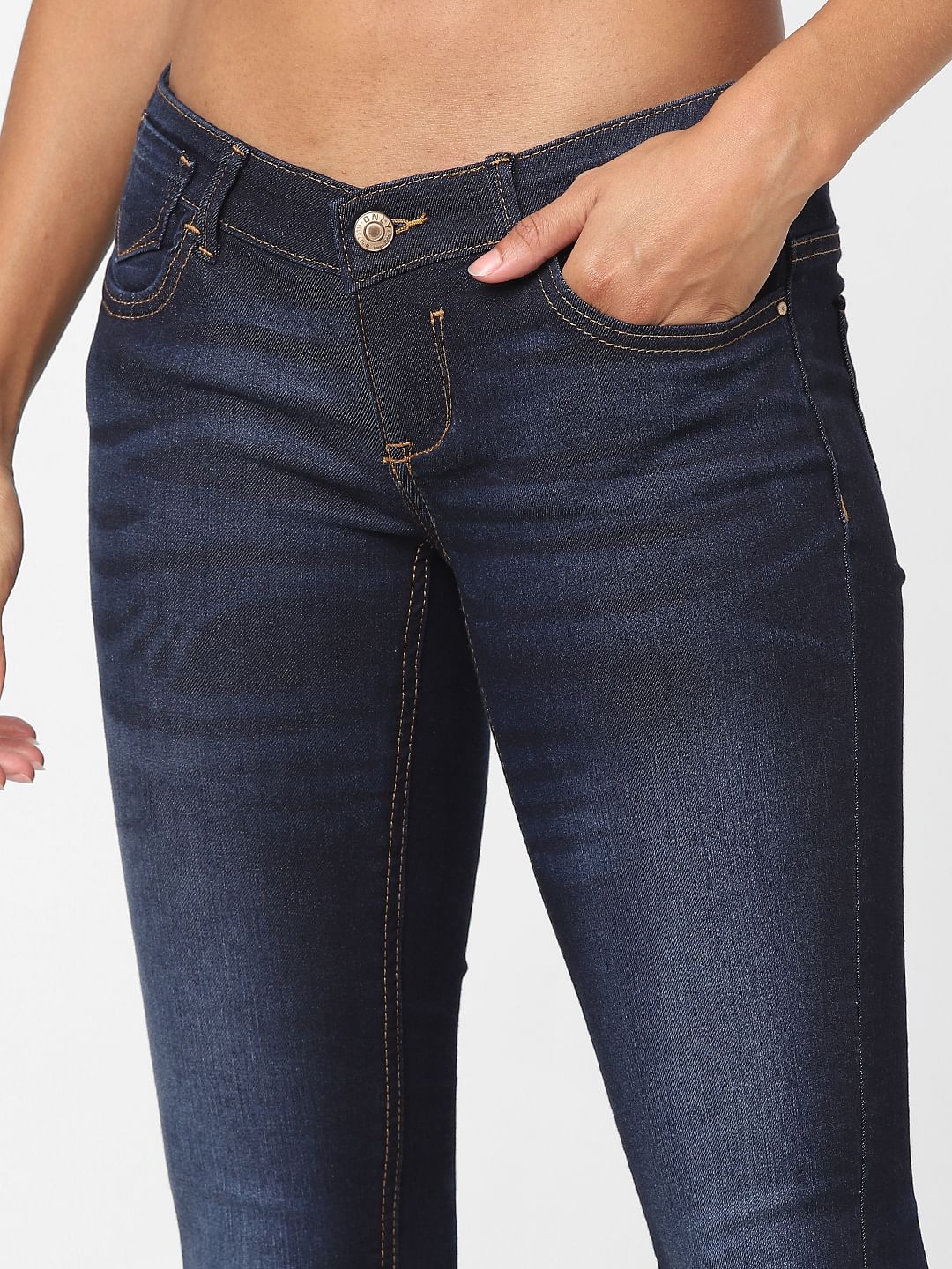 Blue Mid Rise Skinny Jeans