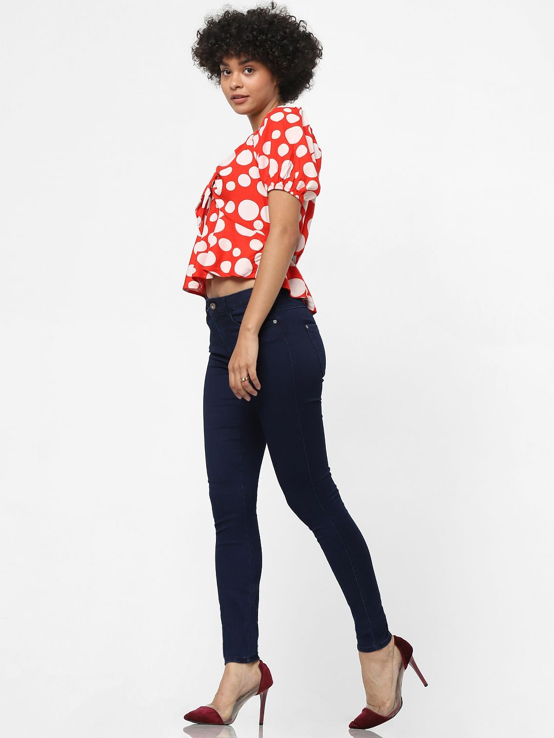 Dark Blue High Waist Skinny Fit Jeans