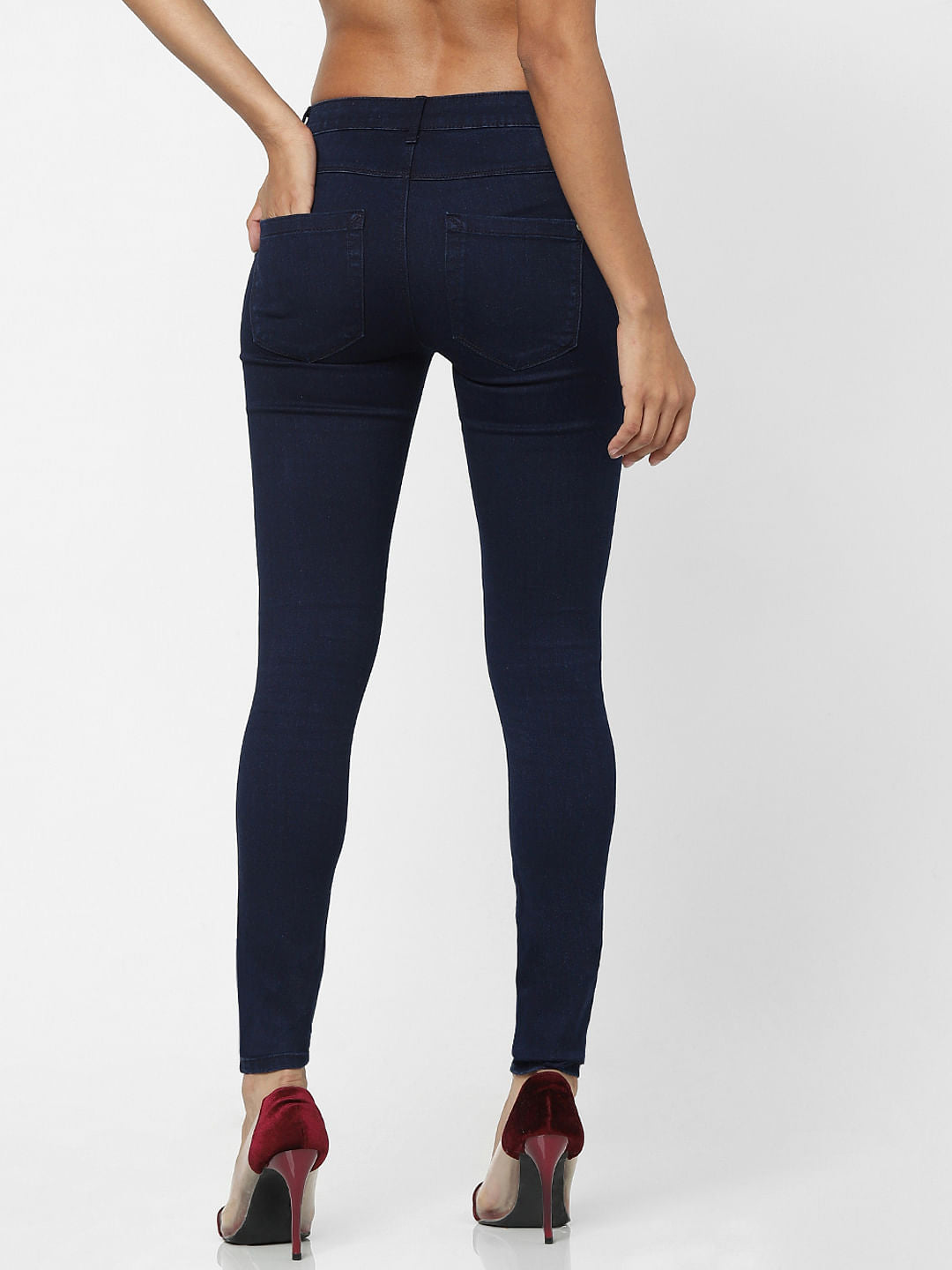Dark Blue High Waist Skinny Fit Jeans
