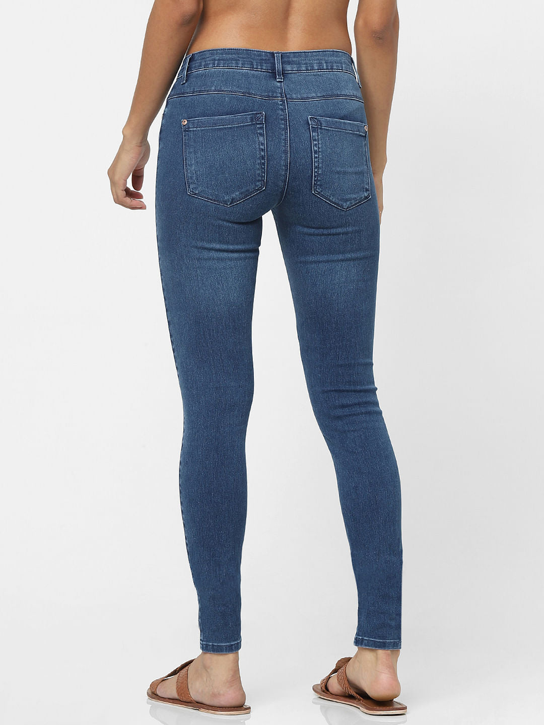 Blue High Waist Faded Skinny Fit Jeans