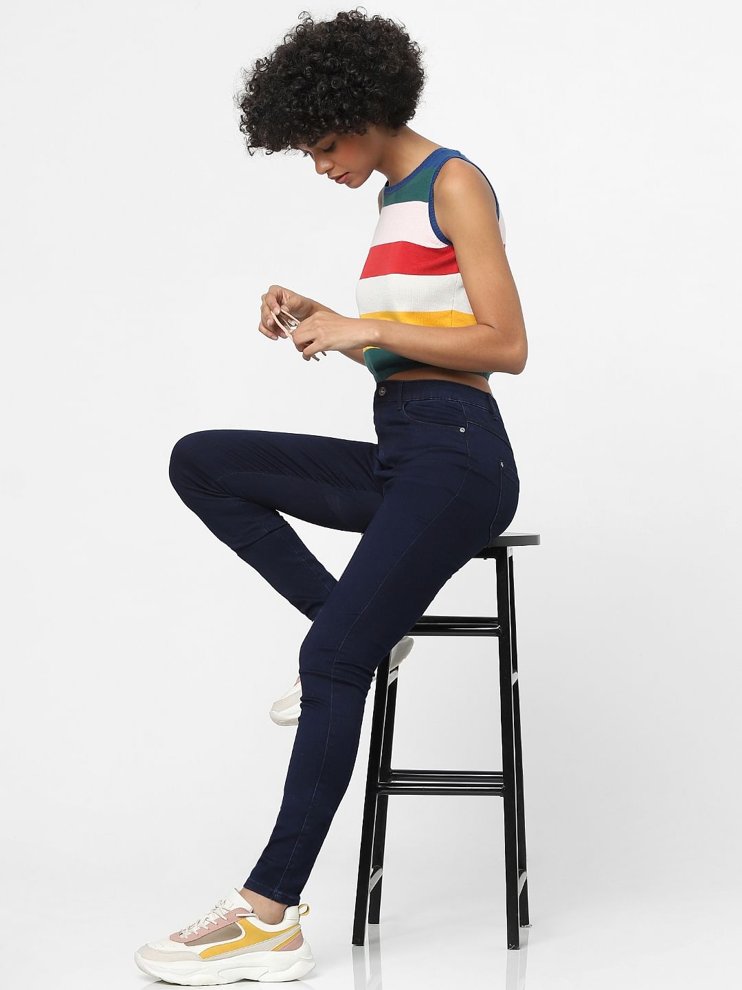 Dark Blue High Waist Skinny Fit Jeans