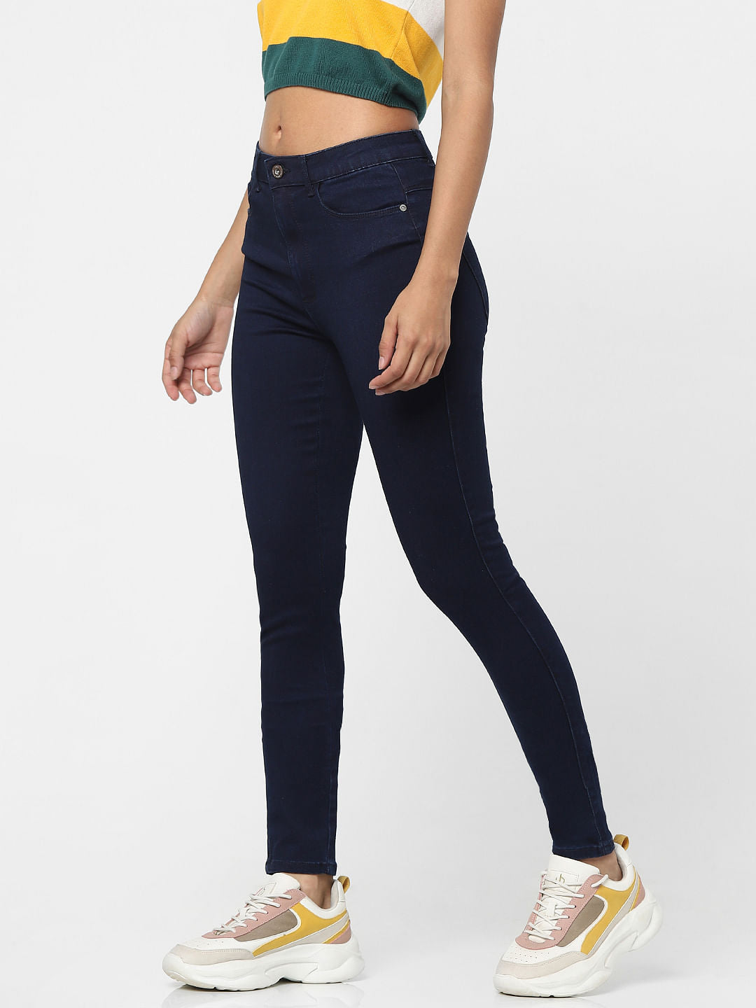 Dark Blue High Waist Skinny Fit Jeans