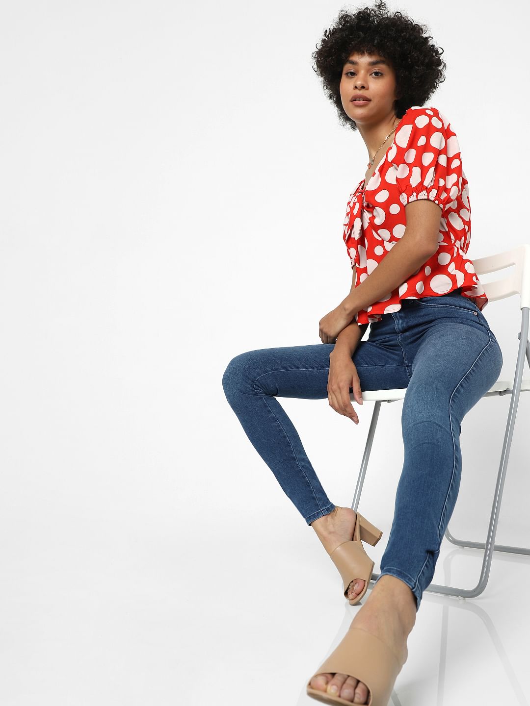 Blue High Waist Skinny Fit Jeans