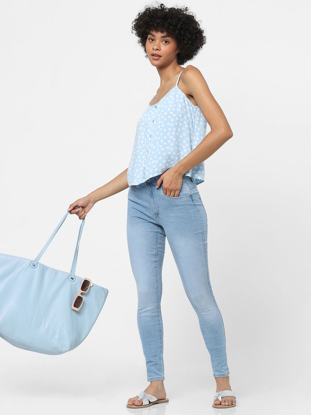 Light Blue High Waist Skinny Fit Jeans