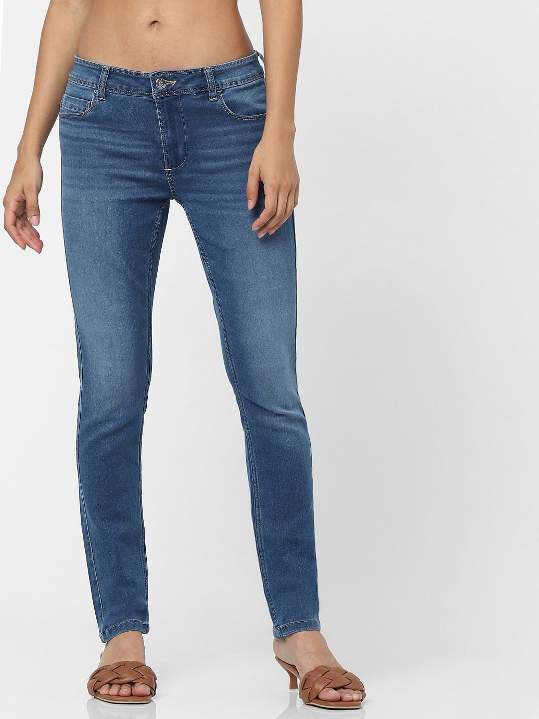 Blue High Waist Skinny Fit Jeans