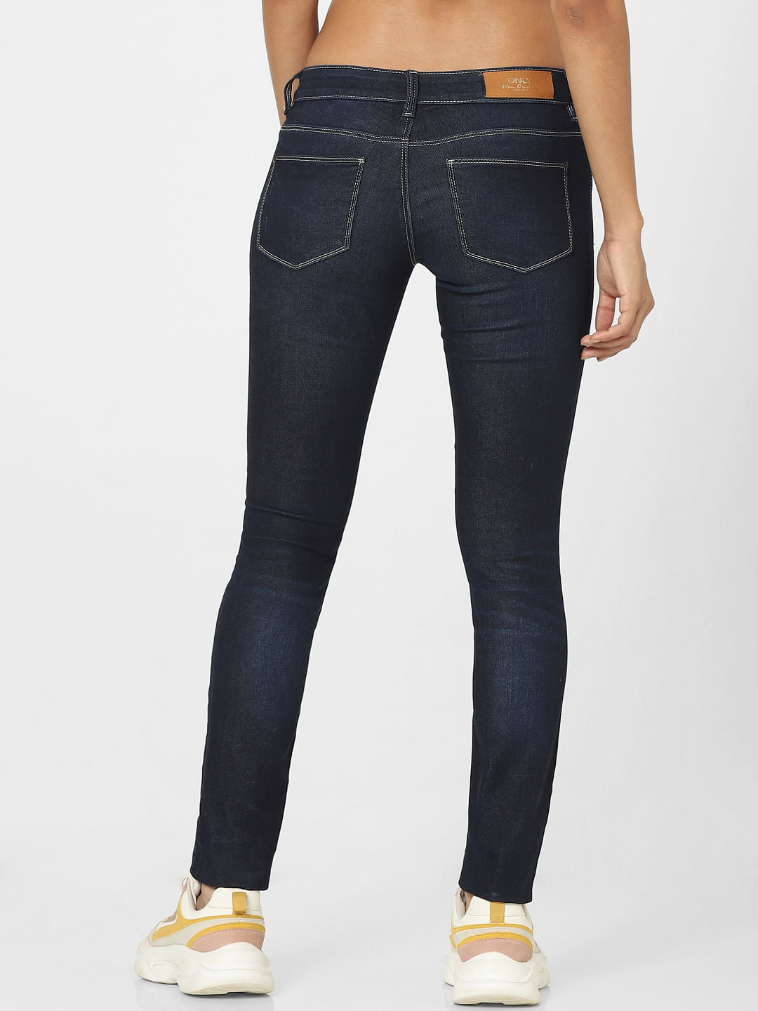Dark Blue High Waist Distressed Skinny Jeans