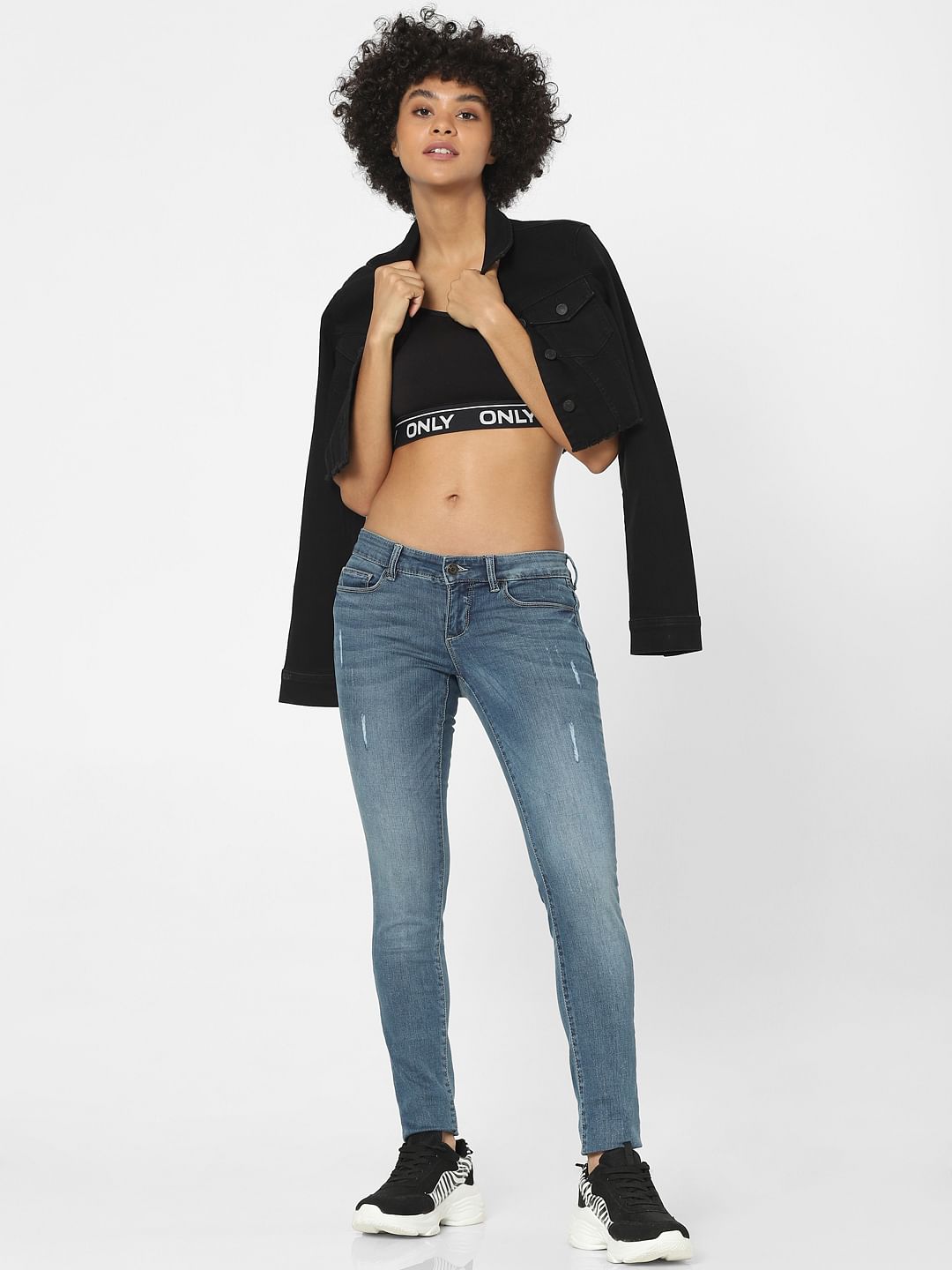 Light Blue High Waist Distressed Washed Skinny Jeans