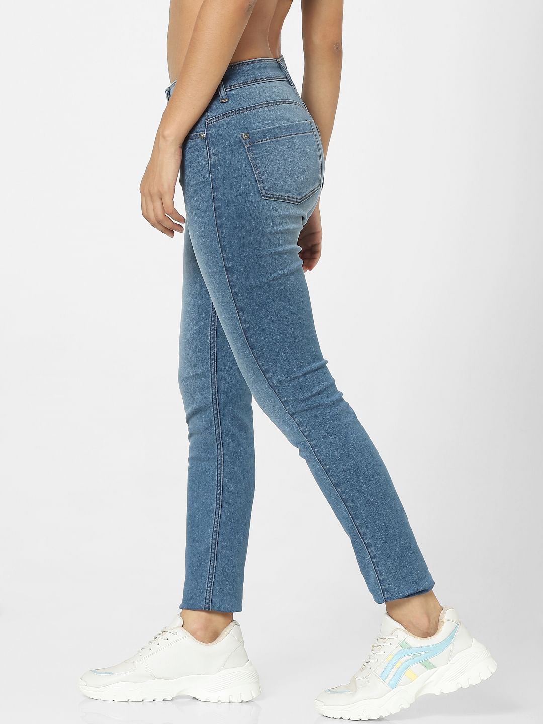 Light Blue High Waist Faded Skinny Jeans
