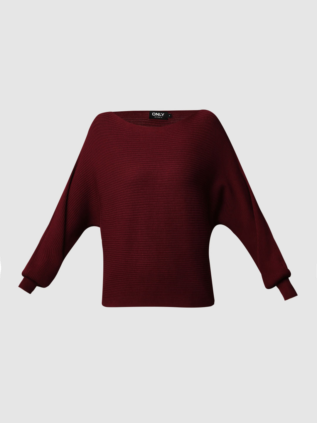 Maroon Batwing Sleeves Pullover