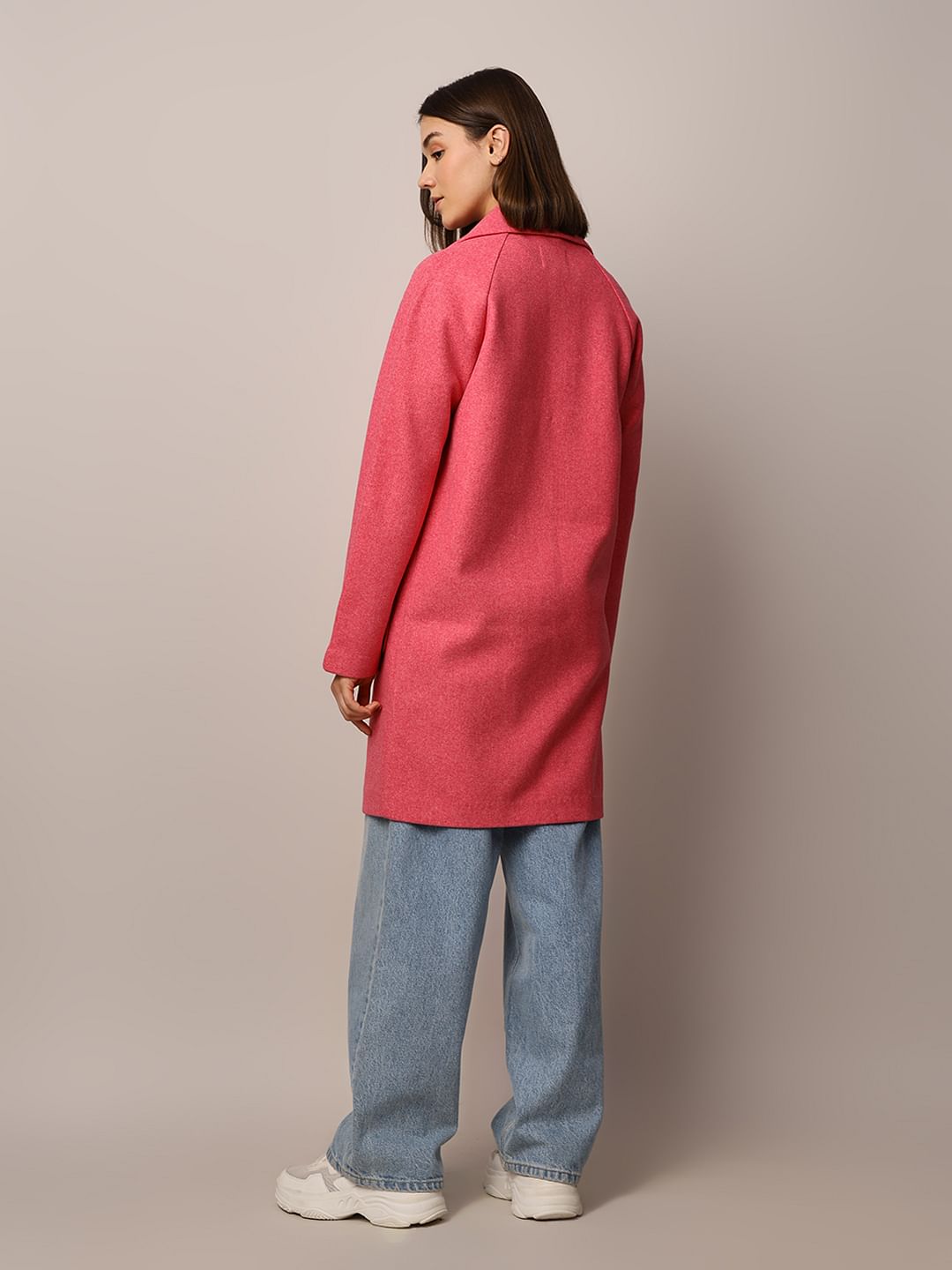 Pink Felted Loose Fit Coat