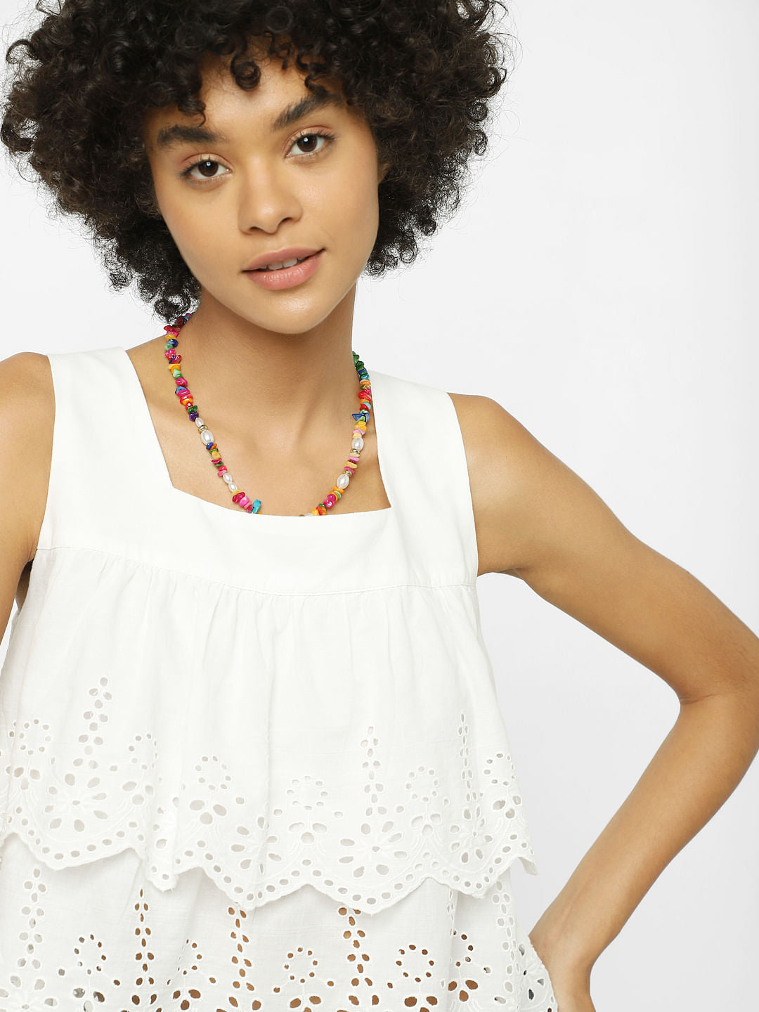 White Cutwork Embroidered Top