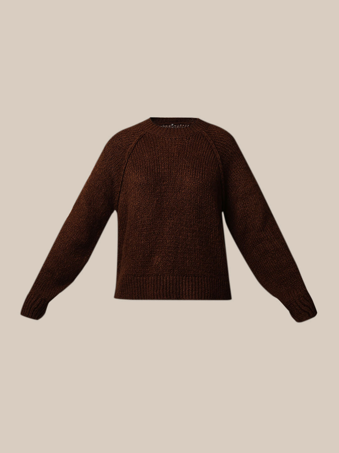 Dark Brown Raglan Sleeves Pullover