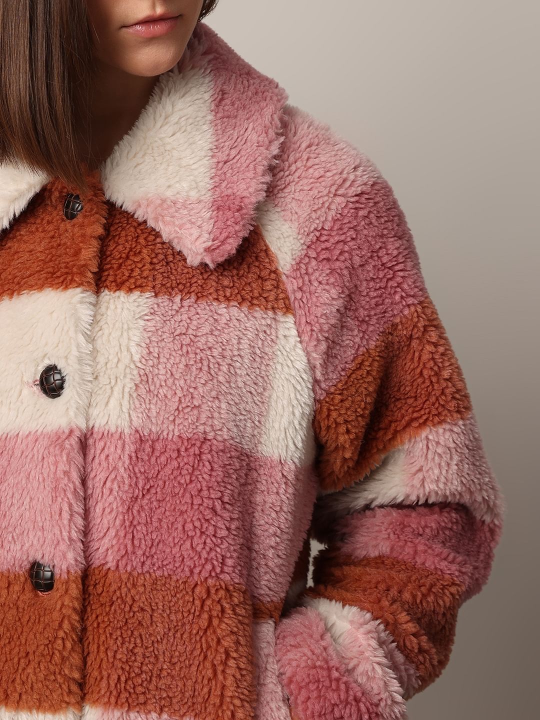 Pink Check Teddy Jacket