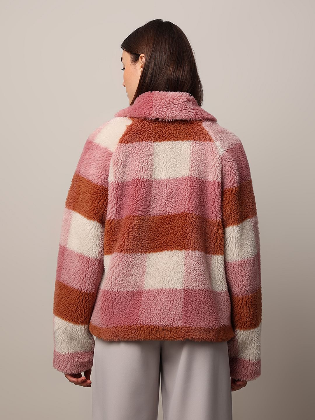 Pink Check Teddy Jacket