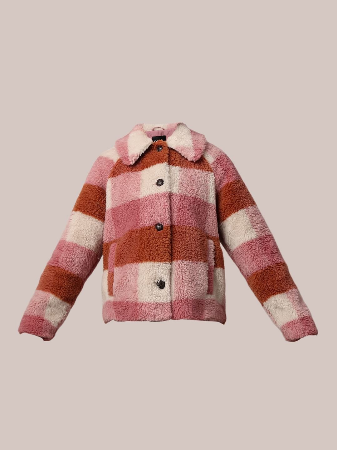 Pink Check Teddy Jacket