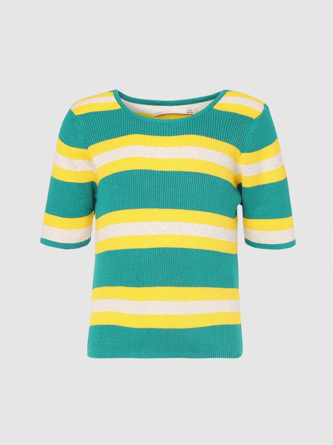 Green Striped Ribbed T-Shirt