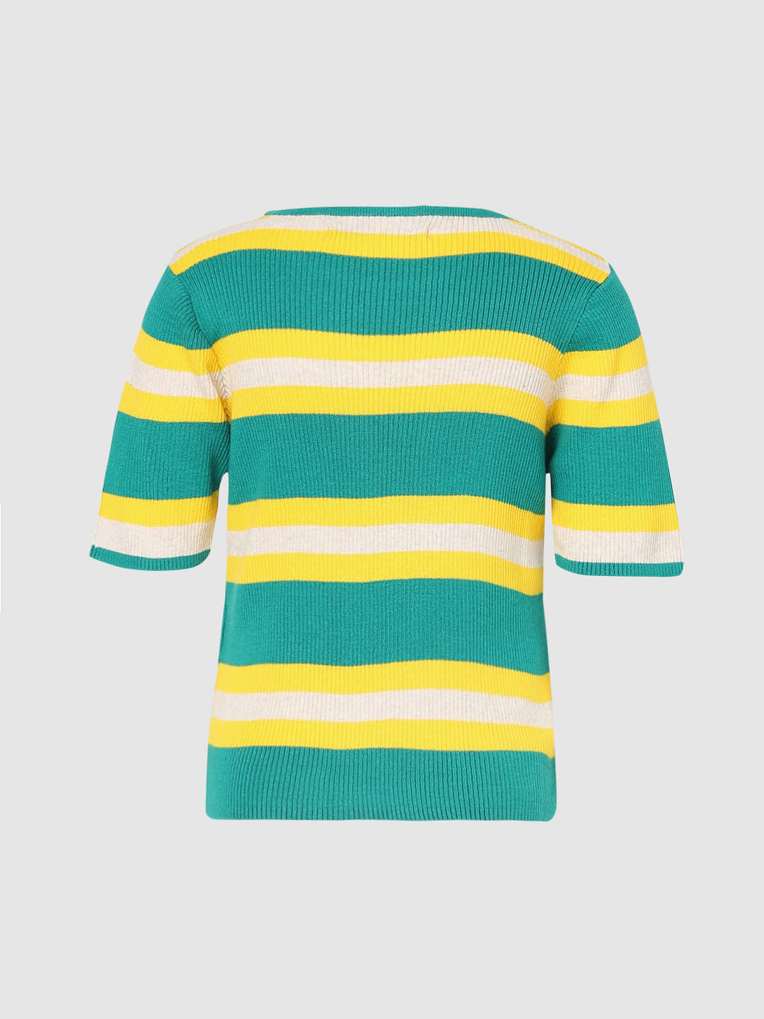 Green Striped Ribbed T-Shirt