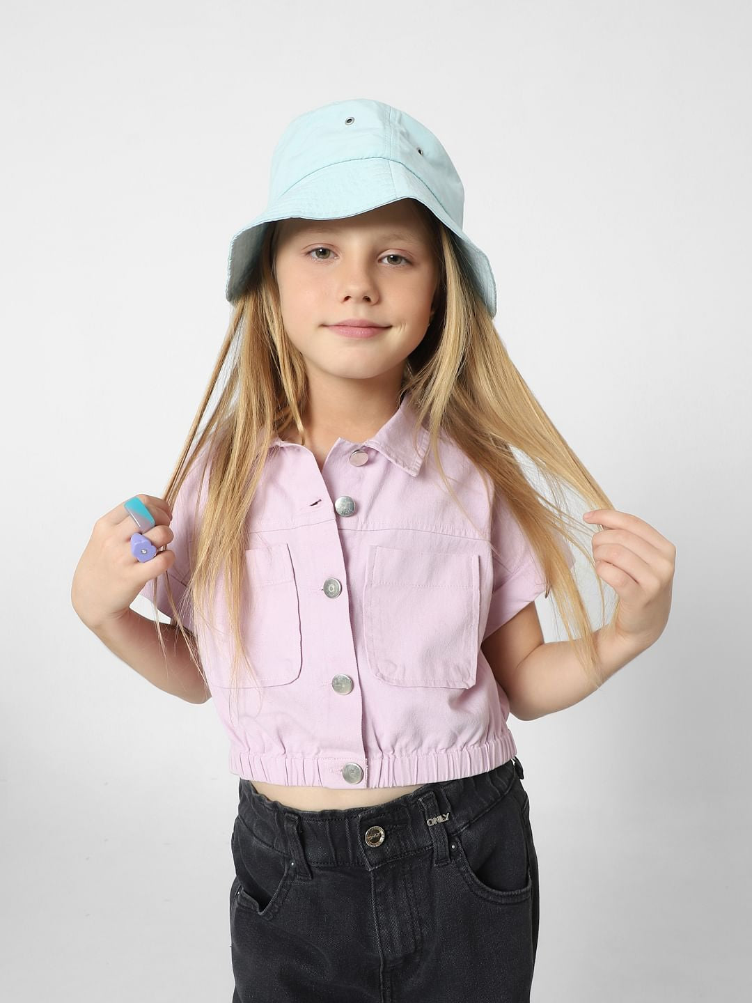 Girls Purple Cropped Shirt