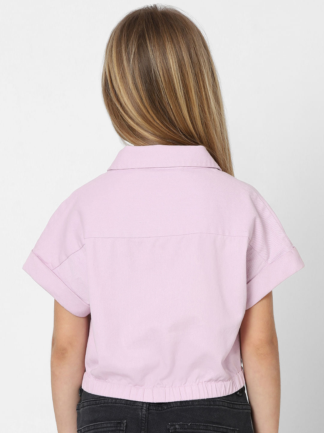Girls Purple Cropped Shirt
