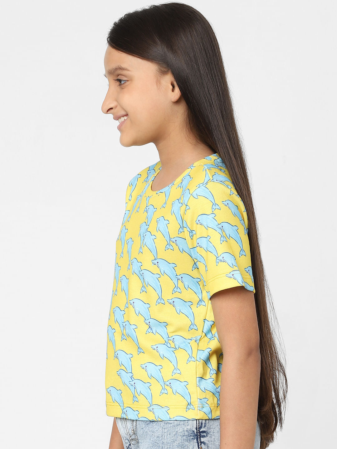 Yellow Dolphin Print T-Shirt