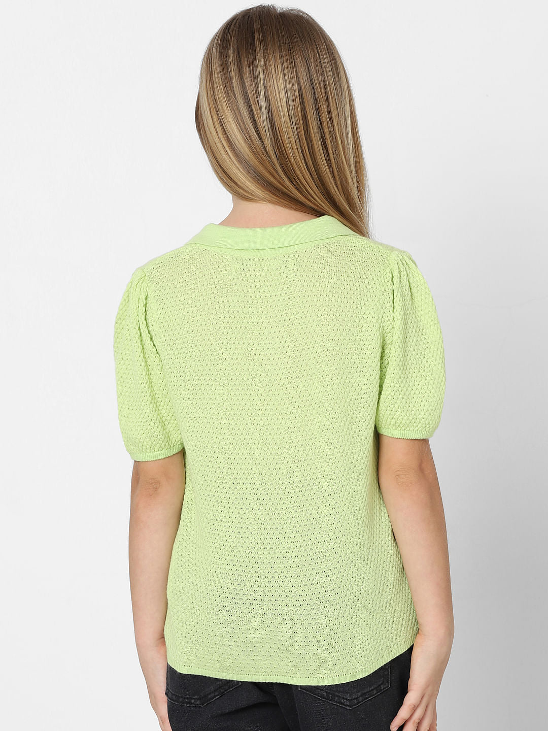 Girls Green Knit Polo T-Shirt