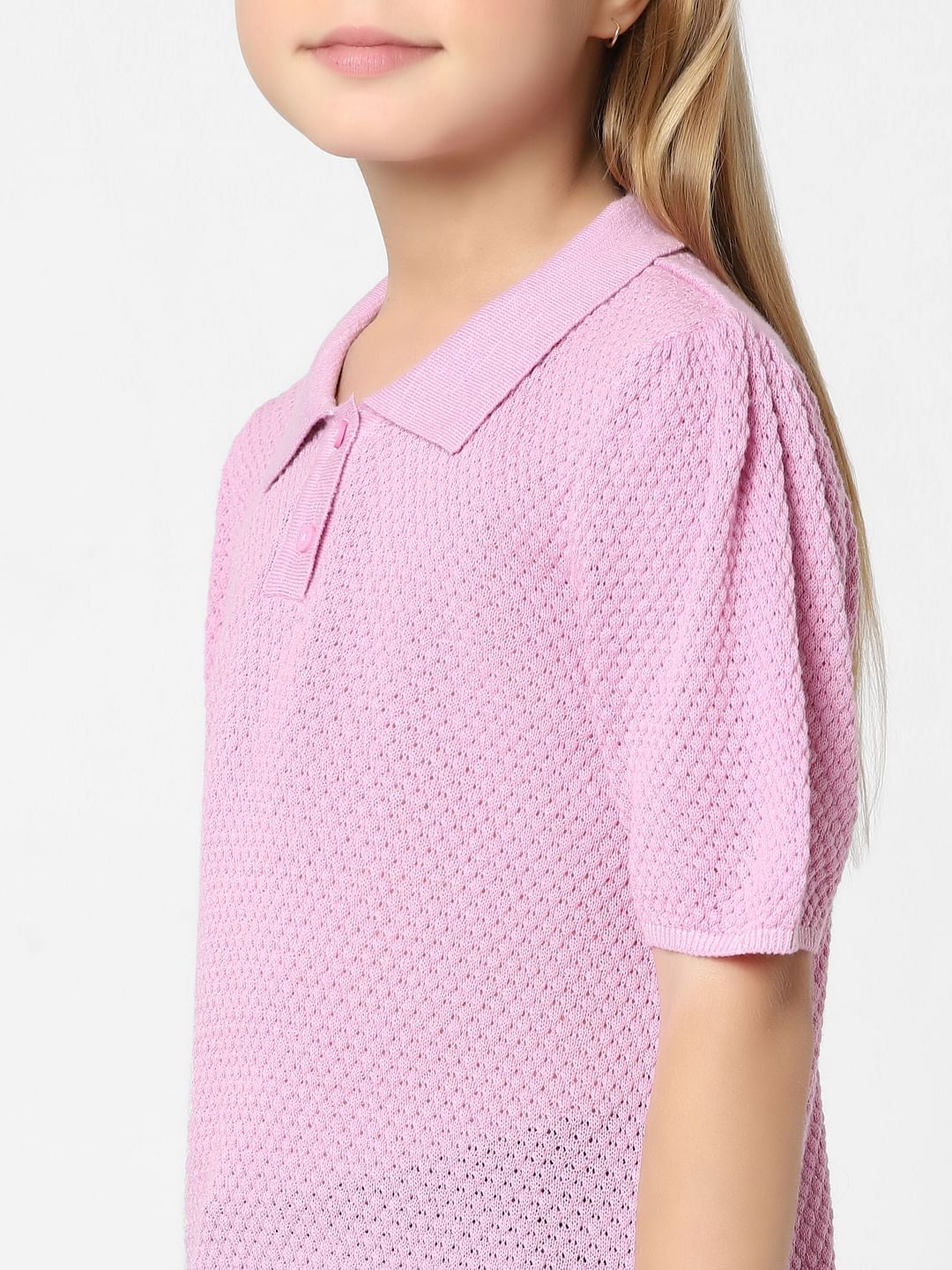 Girls Purple Knit Polo T-Shirt