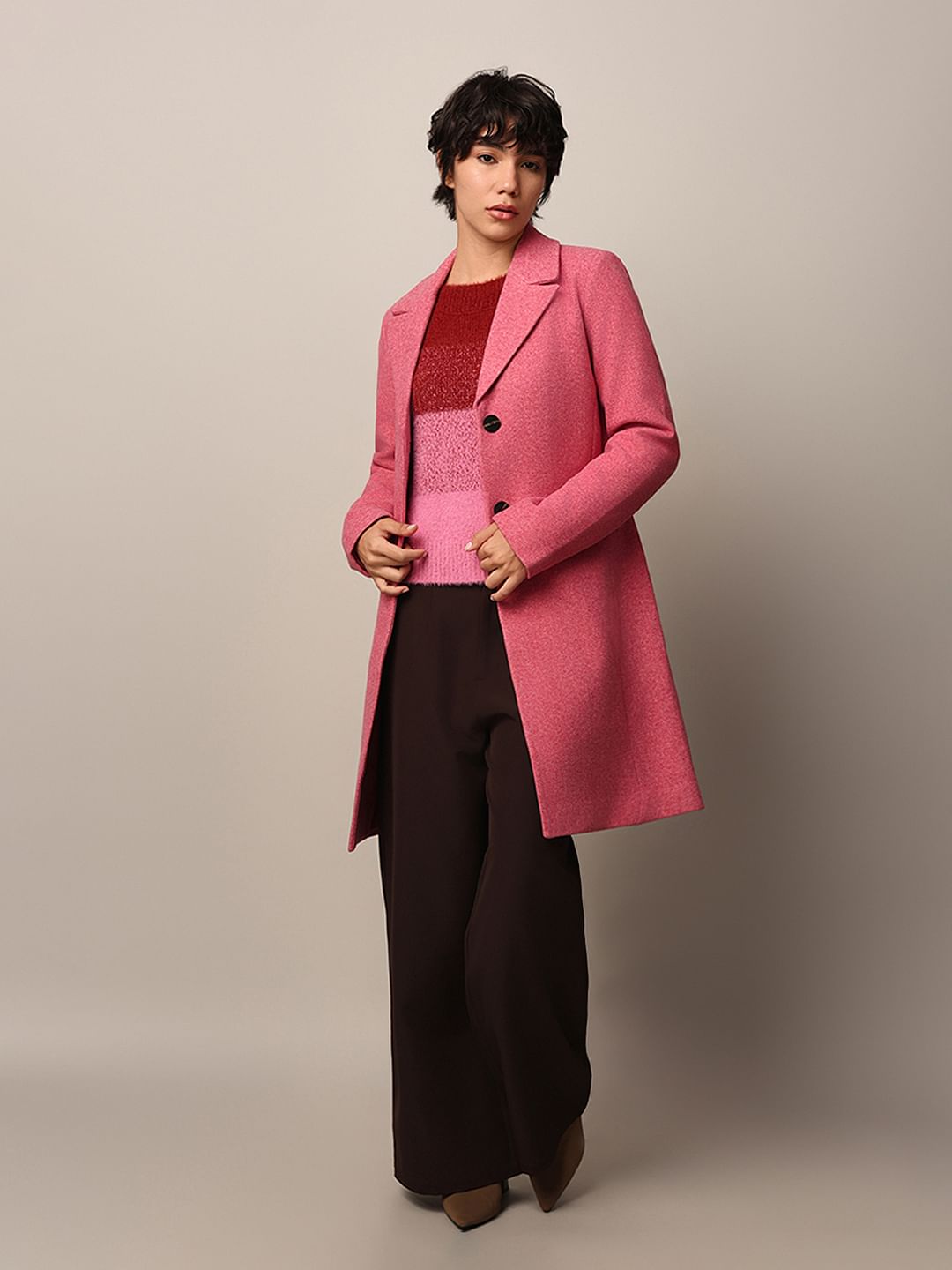Pink Felted Long Coat