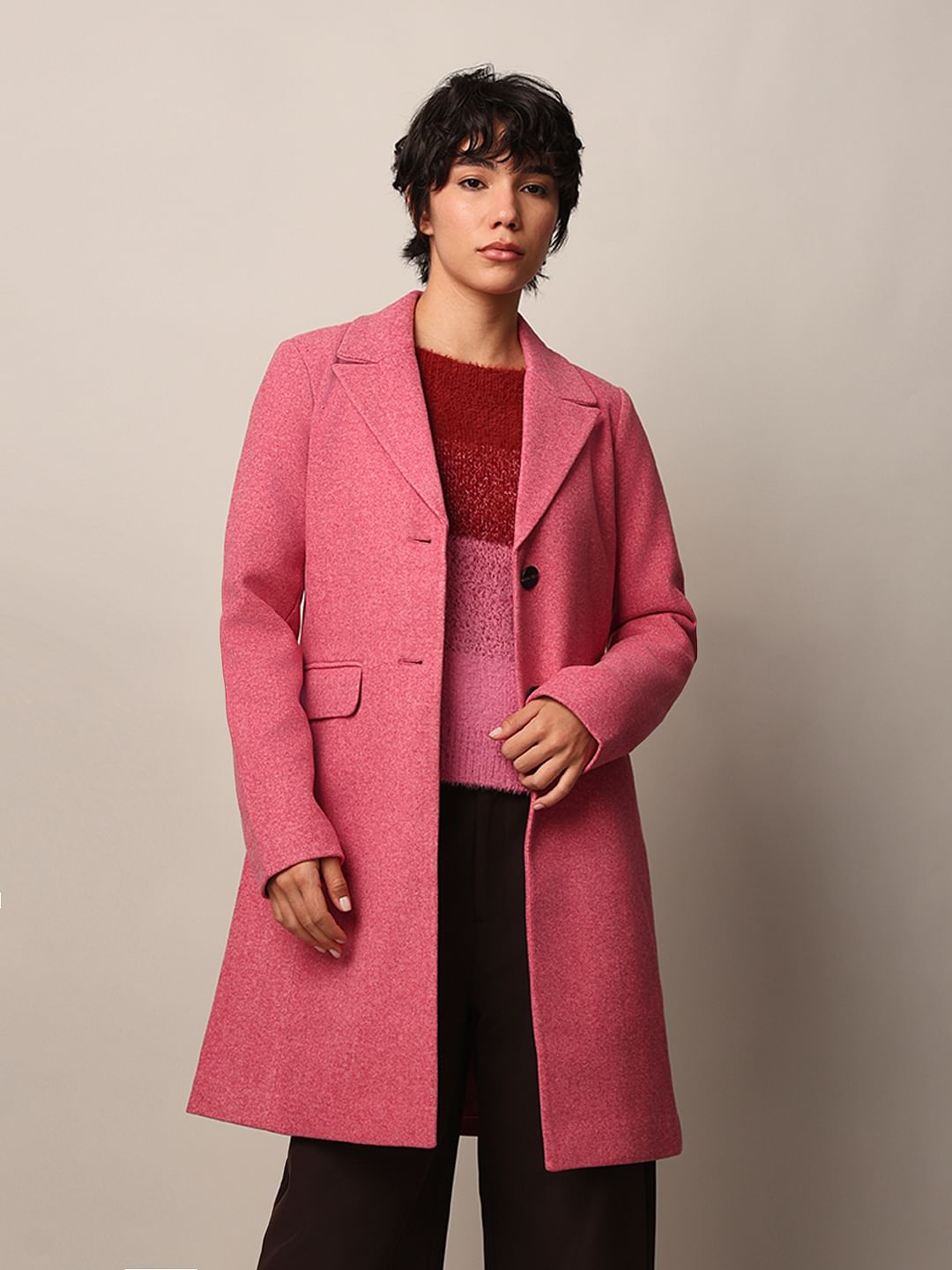 Pink Felted Long Coat