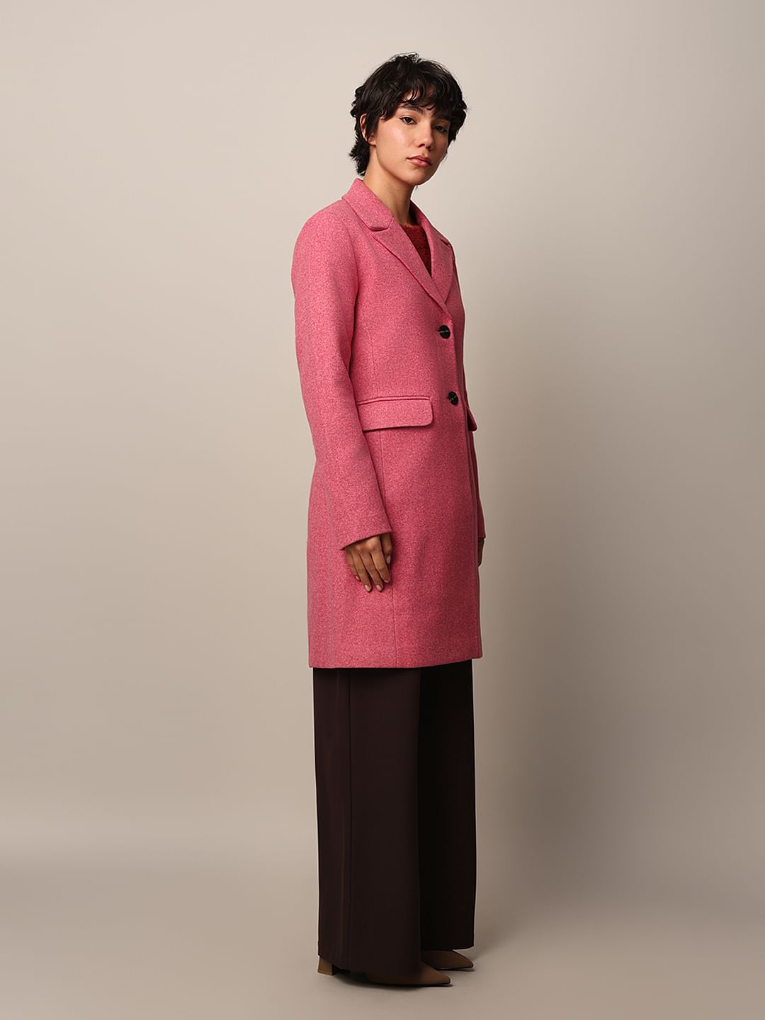 Pink Felted Long Coat