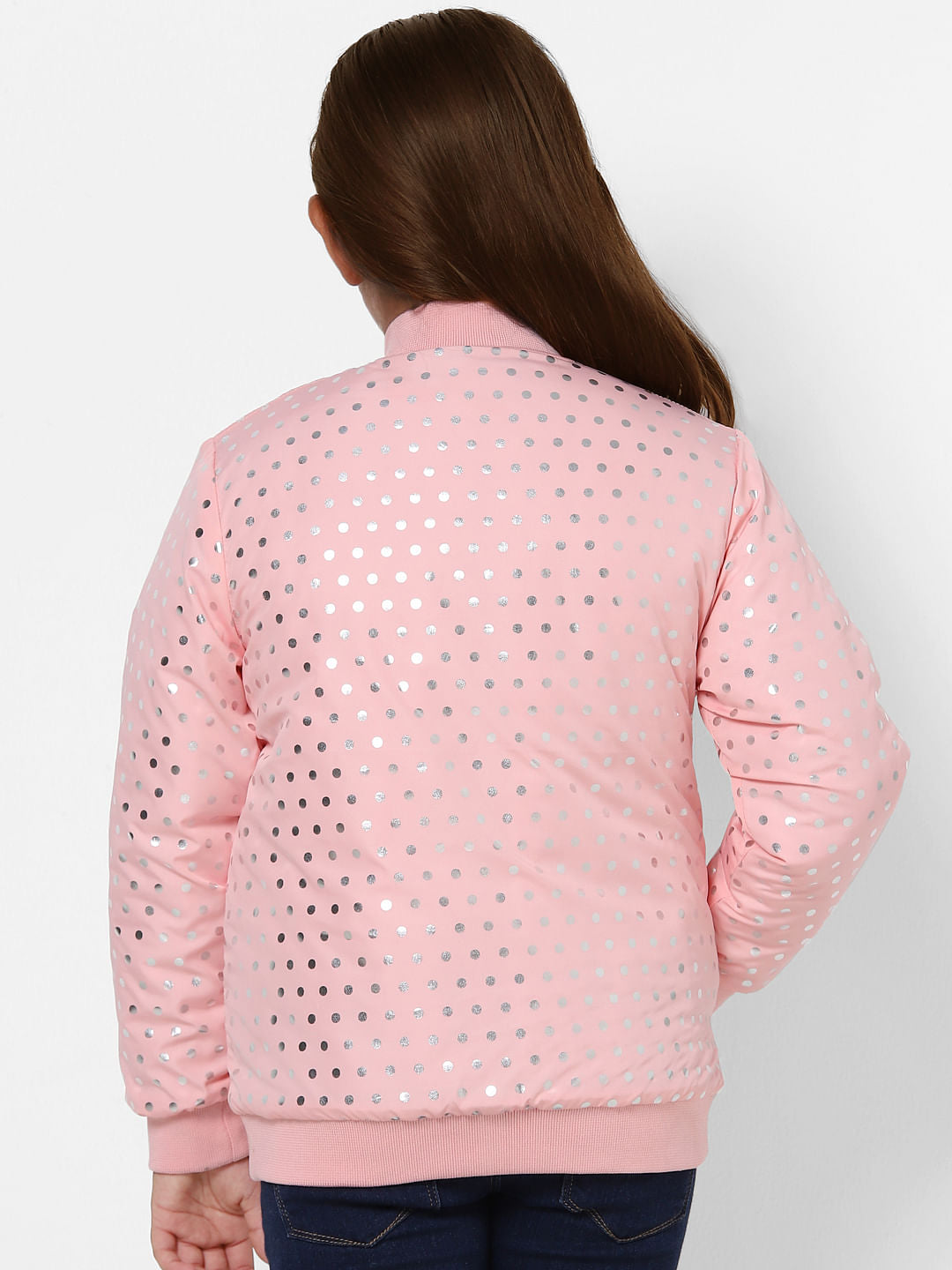 Pink Polka Dot Bomber Jacket