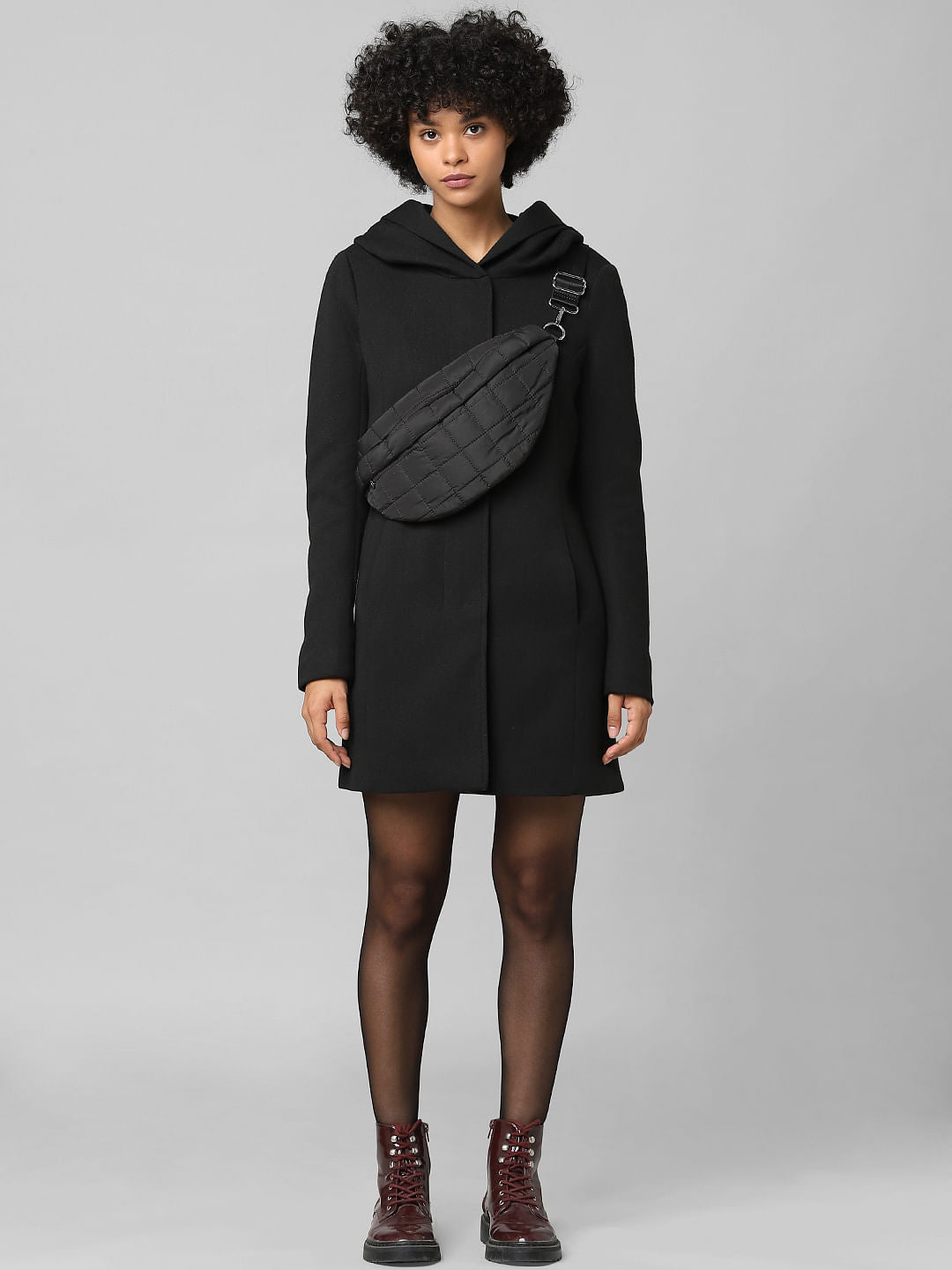 Black Hooded Long Coat