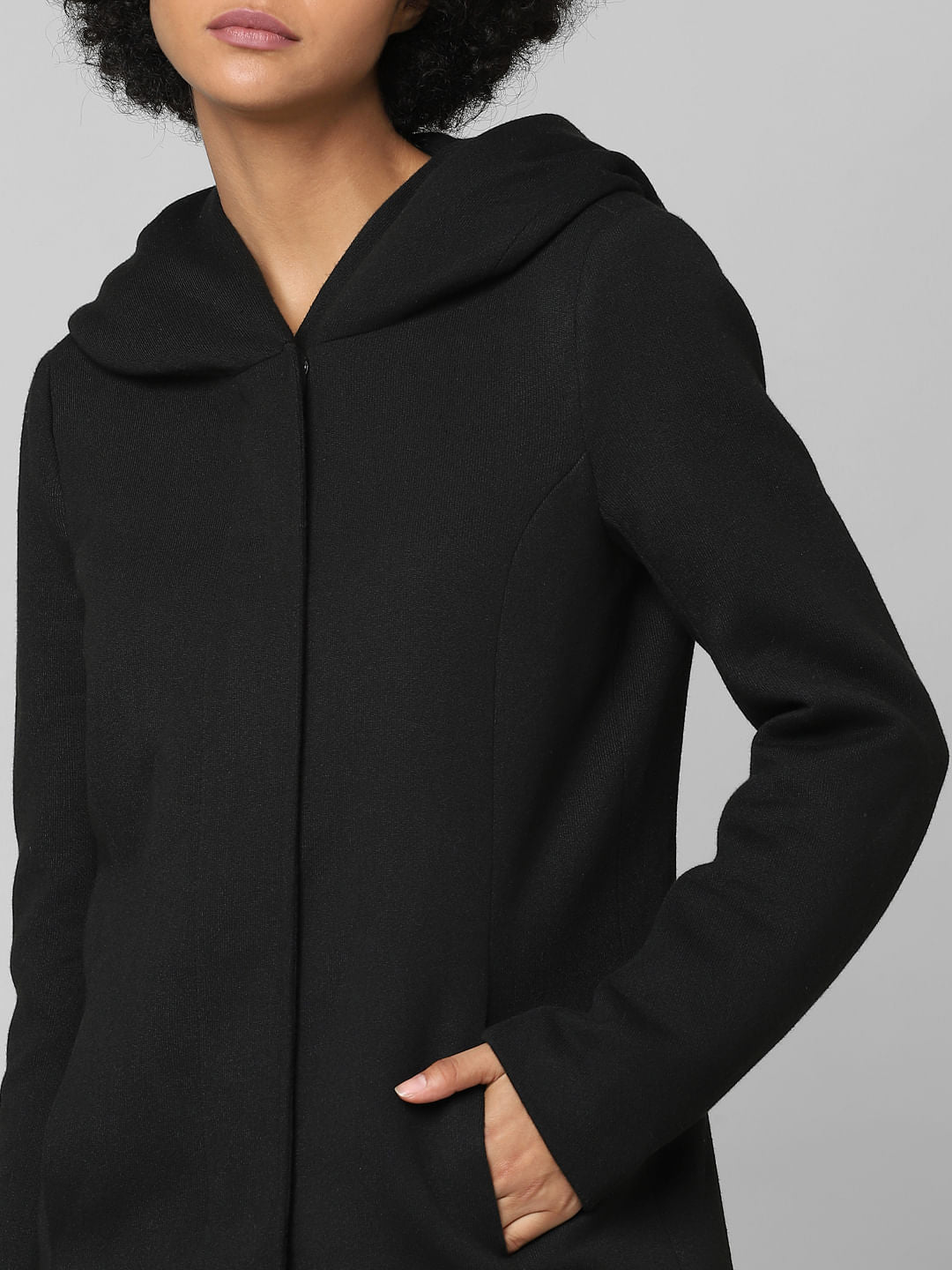 Black Hooded Long Coat