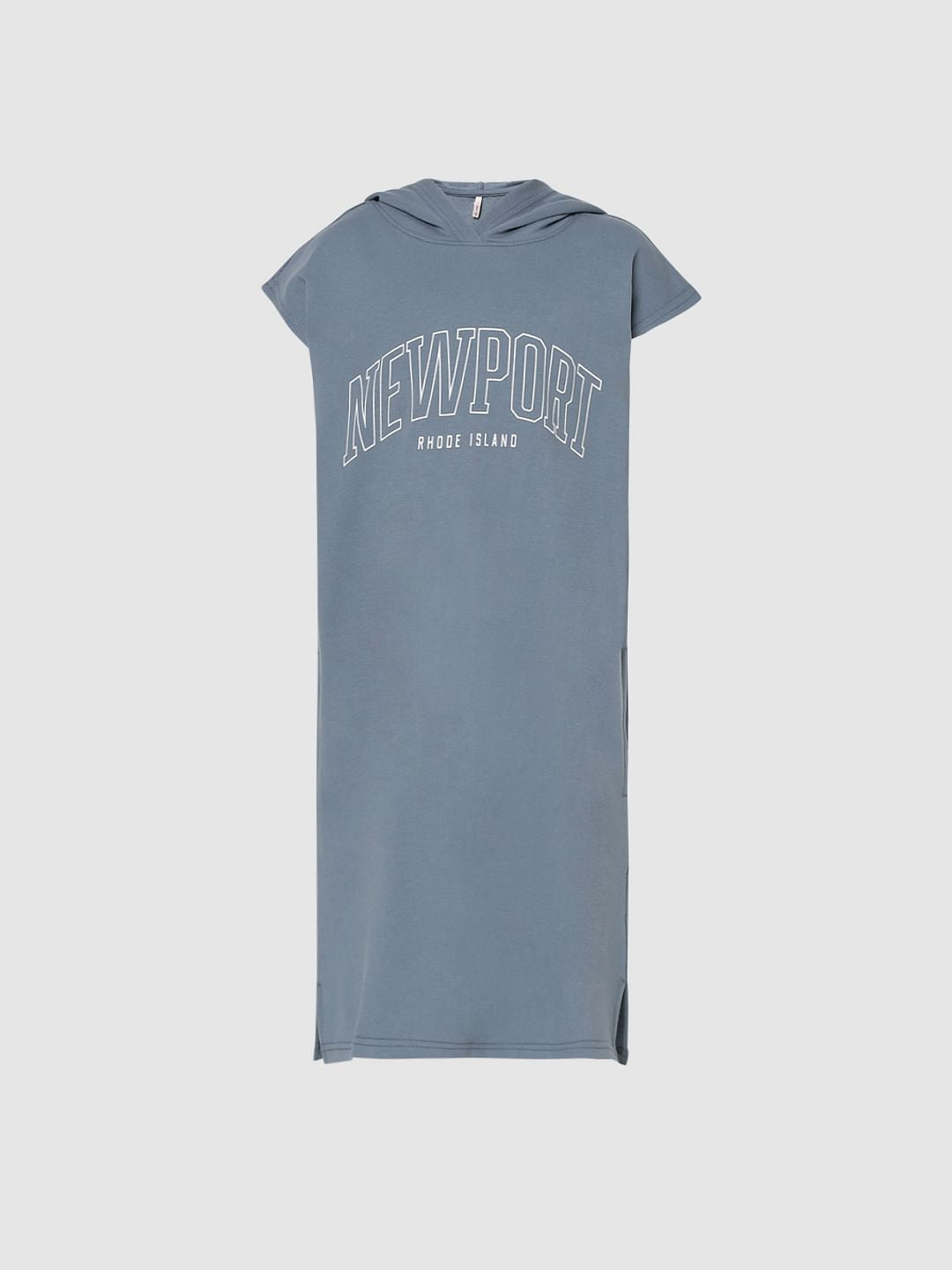 Blue Hooded T-Shirt Dress