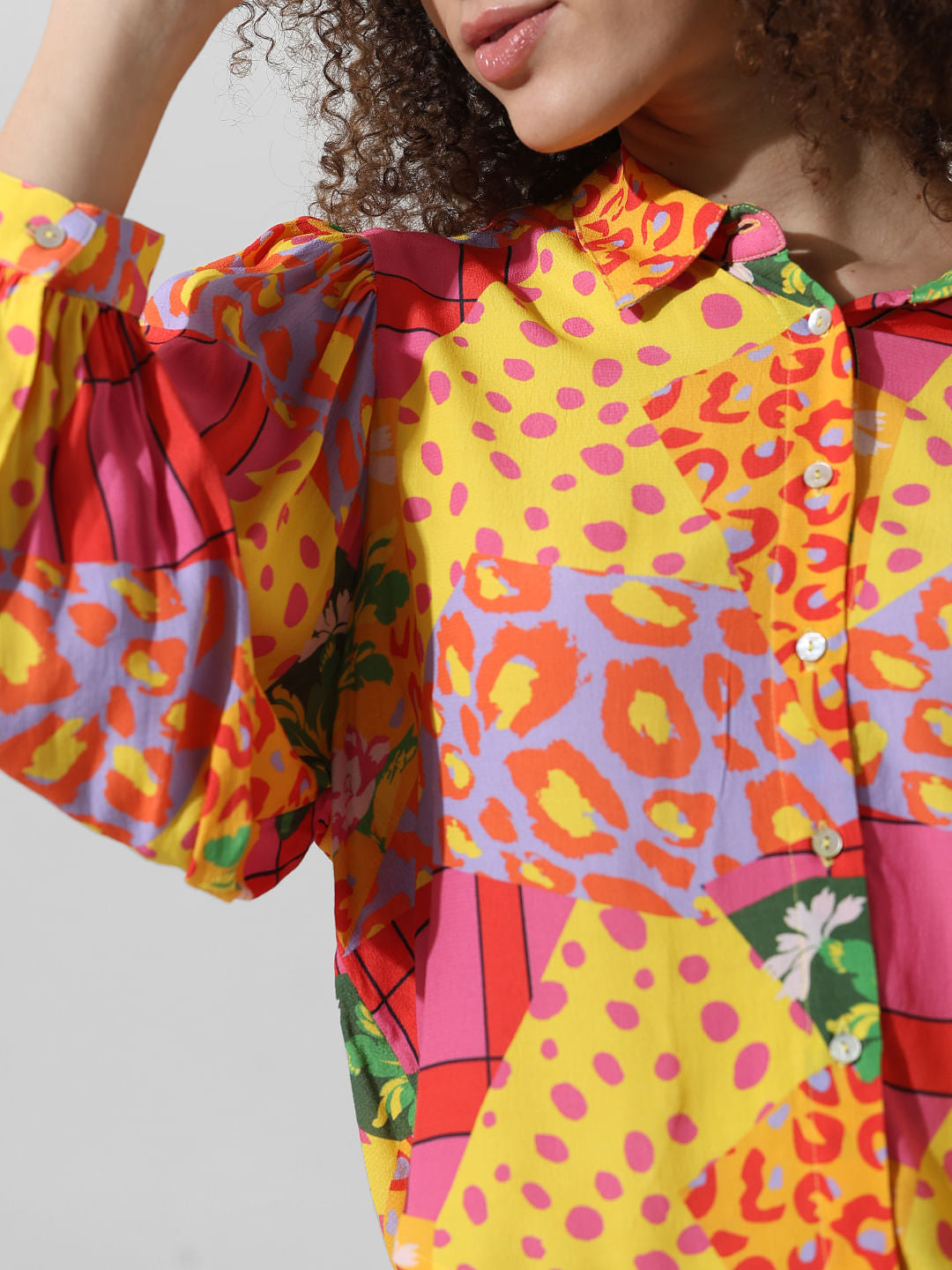 Yellow Abstract Print Shirt