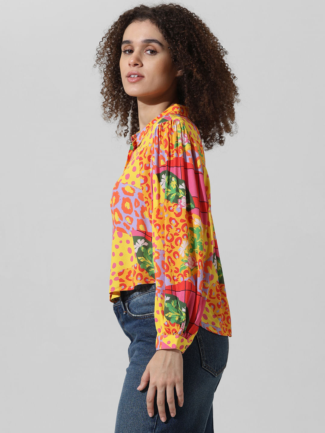 Yellow Abstract Print Shirt