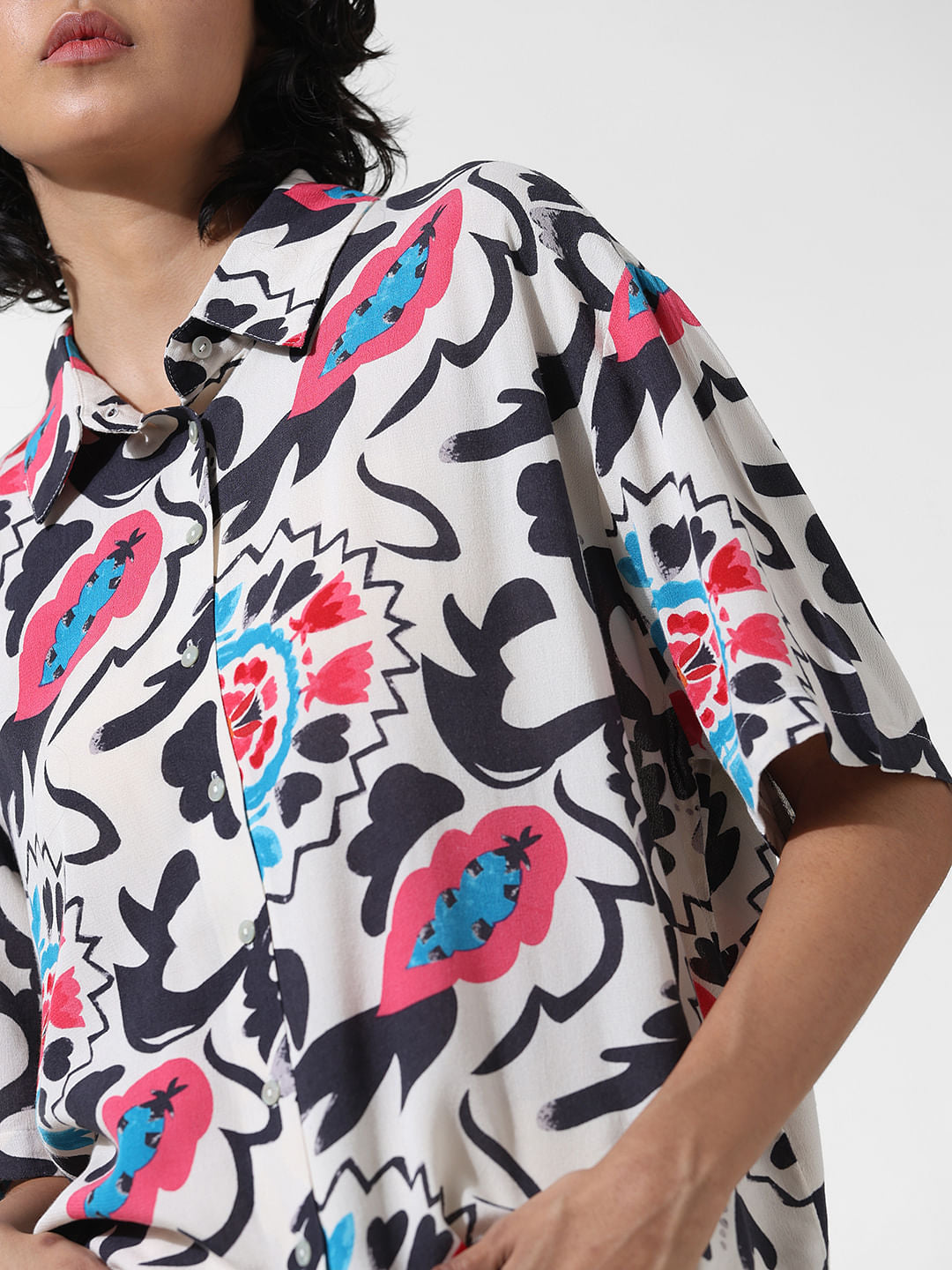 Yellow Printed Oversized Shirt